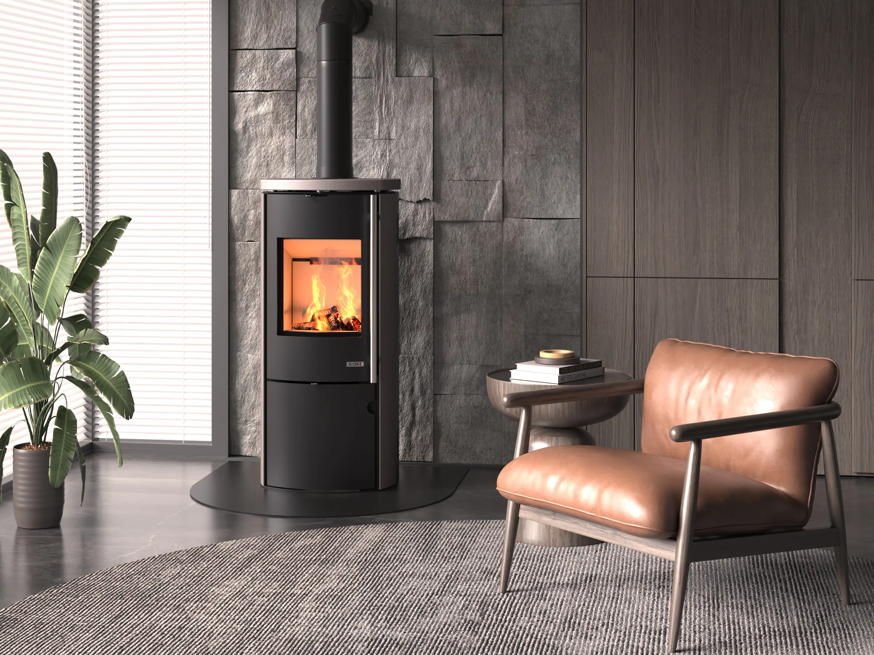 Accente Kaminofen Amstad Rosewood schwarz 7,5 kW