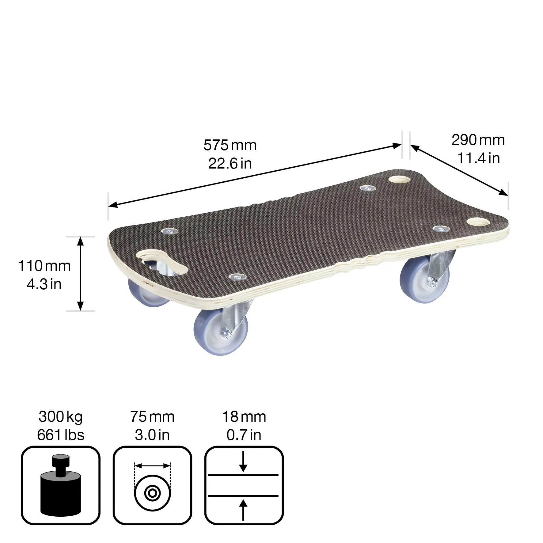 Wagner Möbelroller 58 x 29 cm Traglast 300 kg
