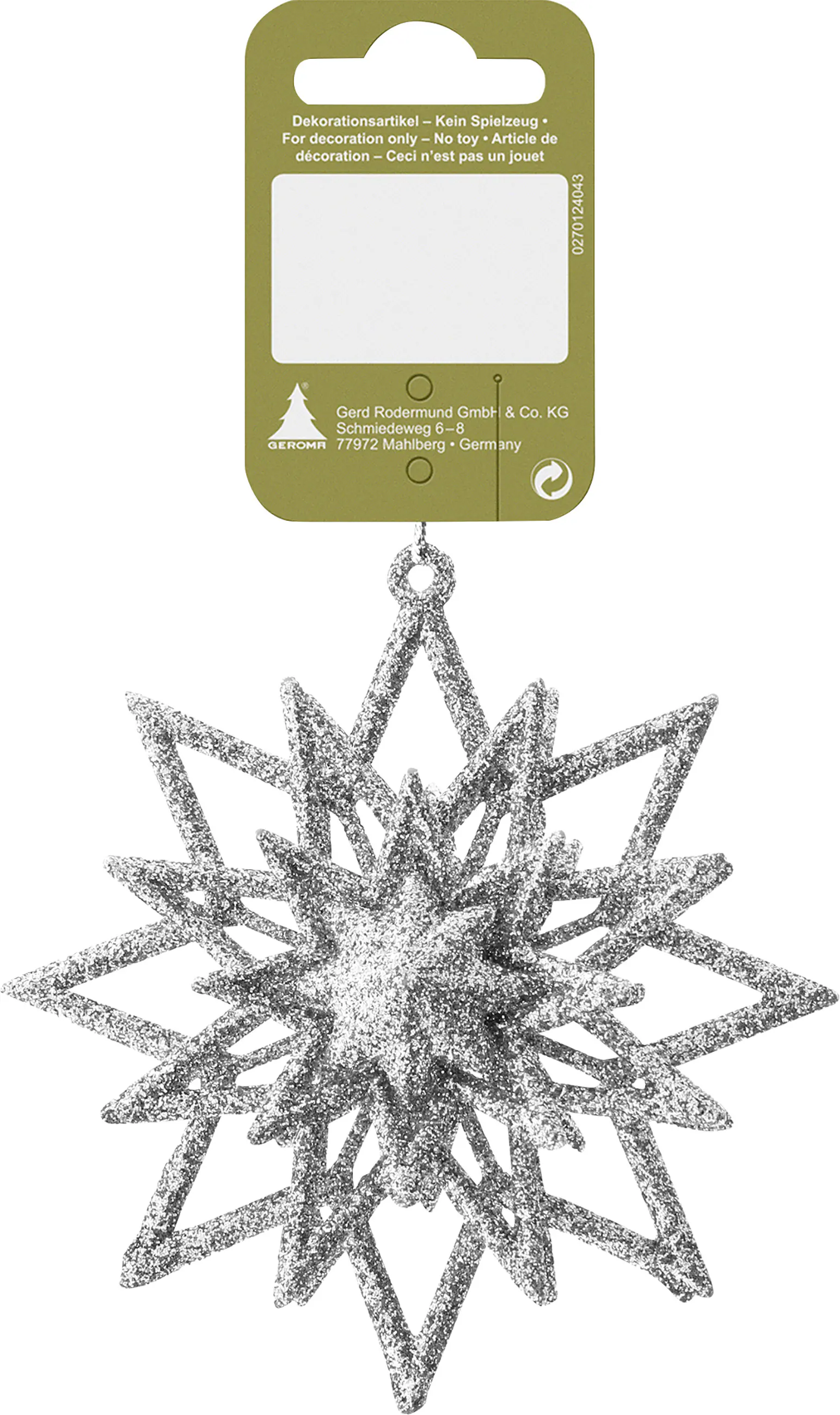 Dekohänger Glitzerstern Kunststoff 10 cm silber 1 Stück