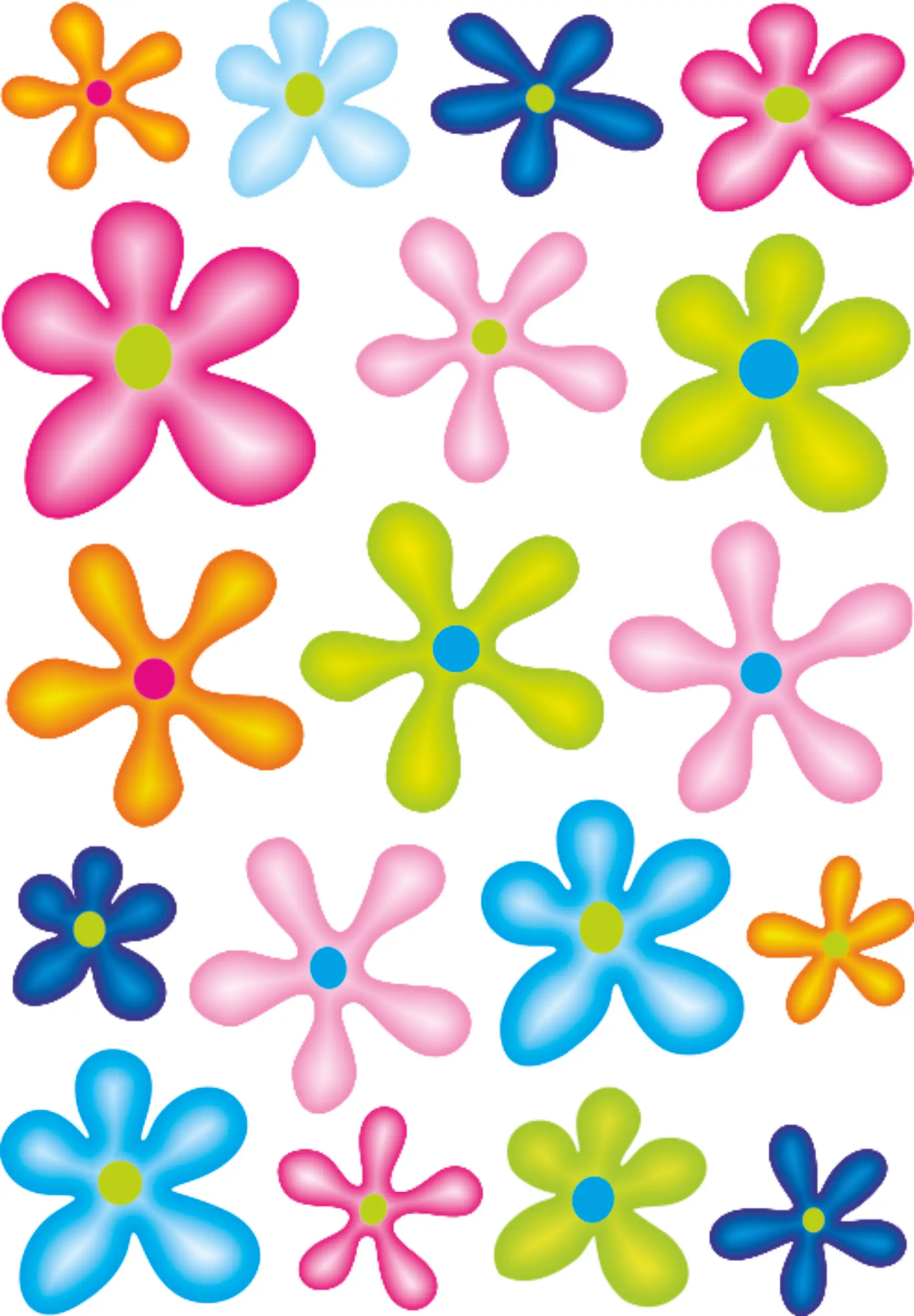 4002341217259 Hermann Schütz Aufkleber Blumen-Set bunt Bogengröße: 300x200mm, 18 Motive