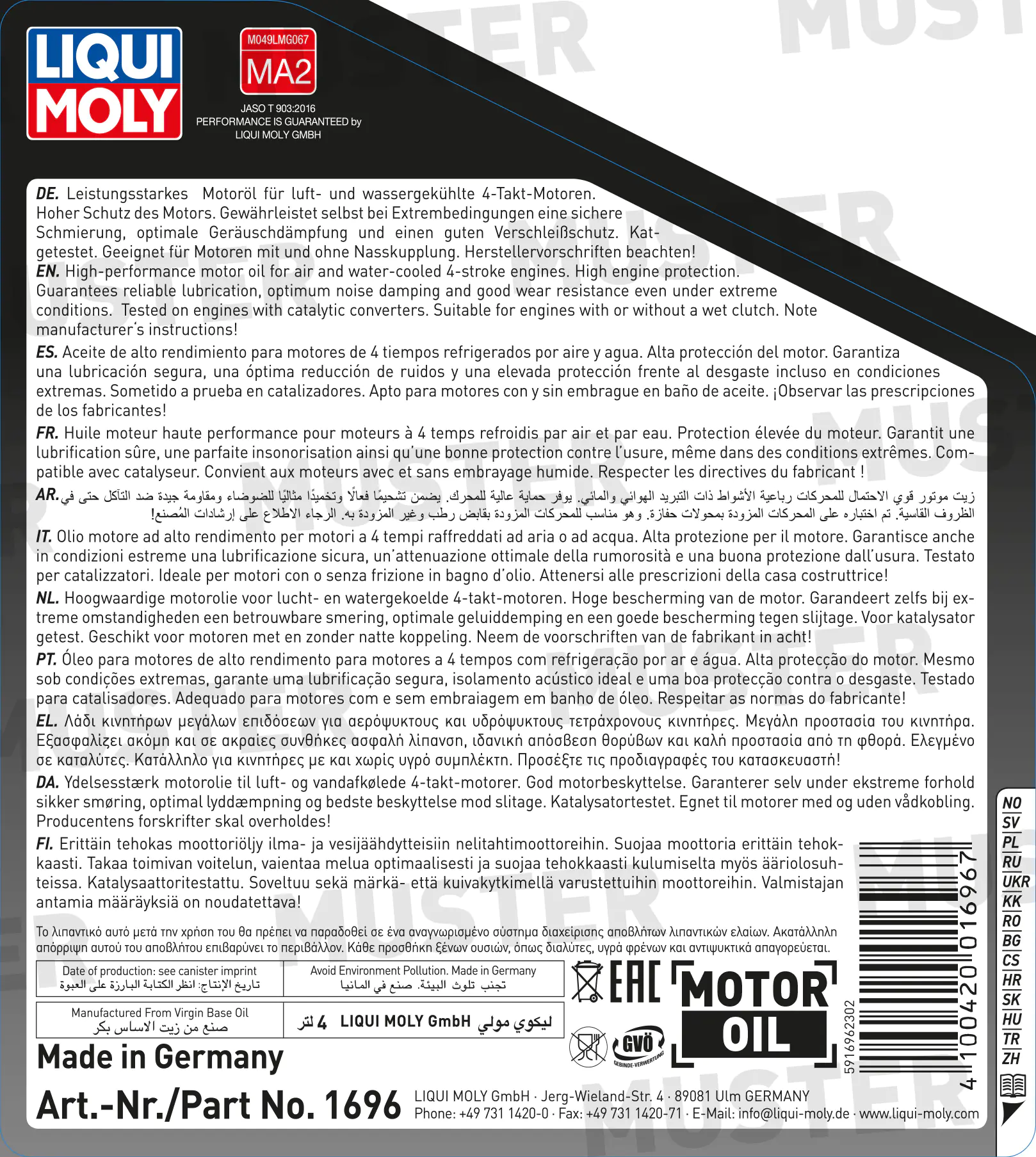 Liqui Moly 4-Takt Motoröl 4T 20W-50 Street 4 L
