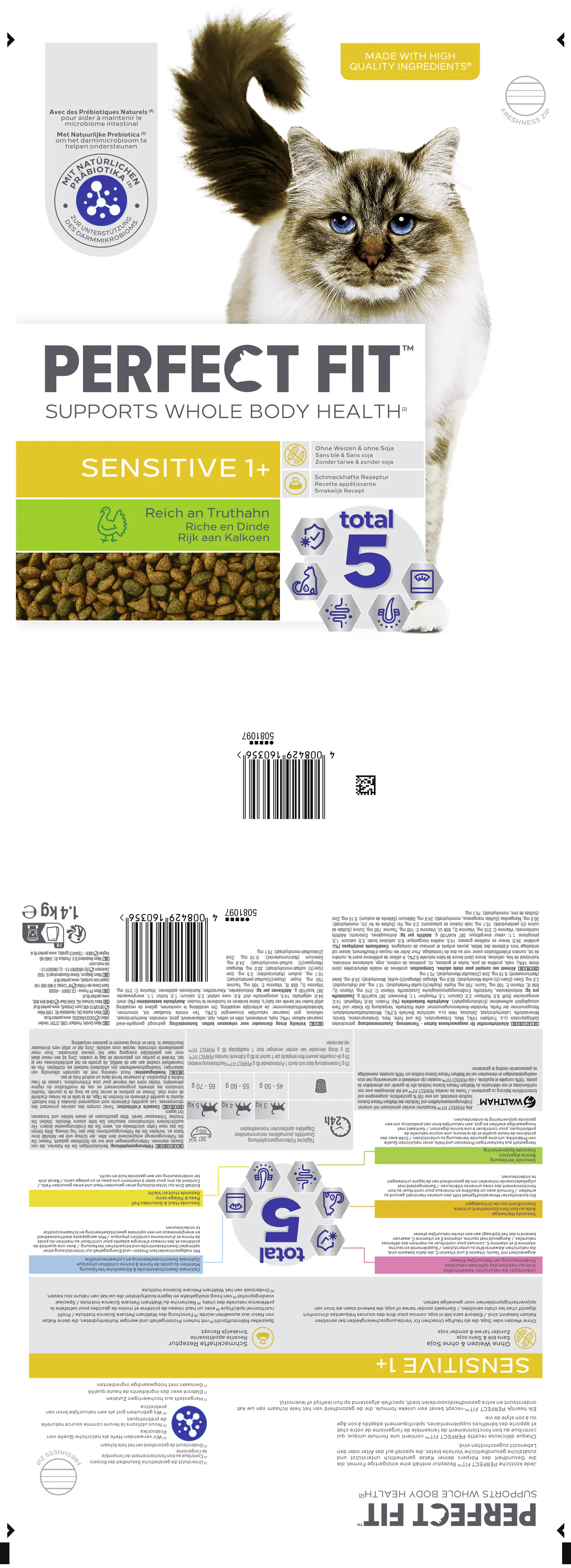 Perfect Fit Sensitiv 1+ Katzentrockenfutter Adult 1,4 kg Truthahn