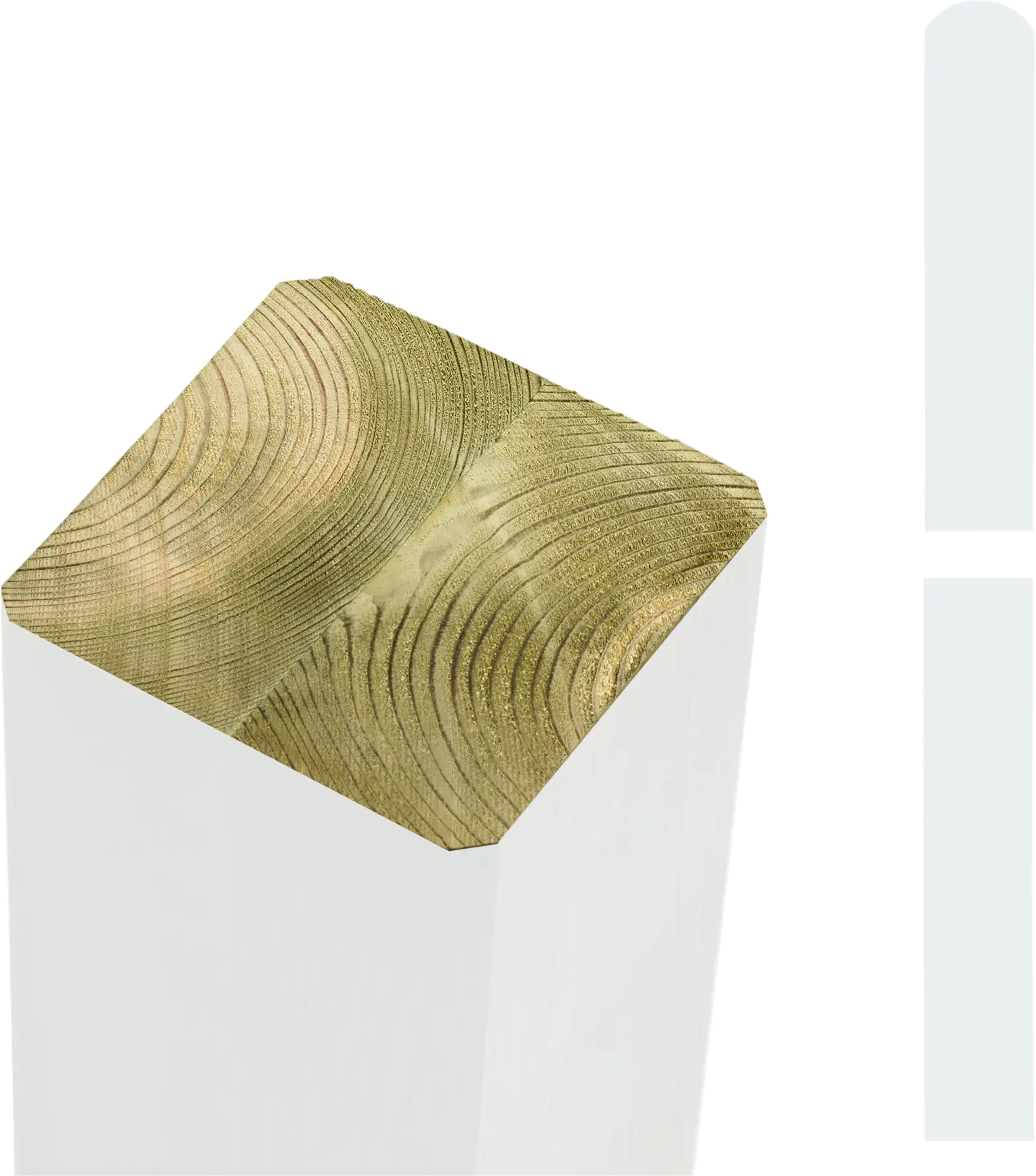 Plus Leimholzpfosten 187 cm, 90 x 90 mm, weiß, Kopf gerundet