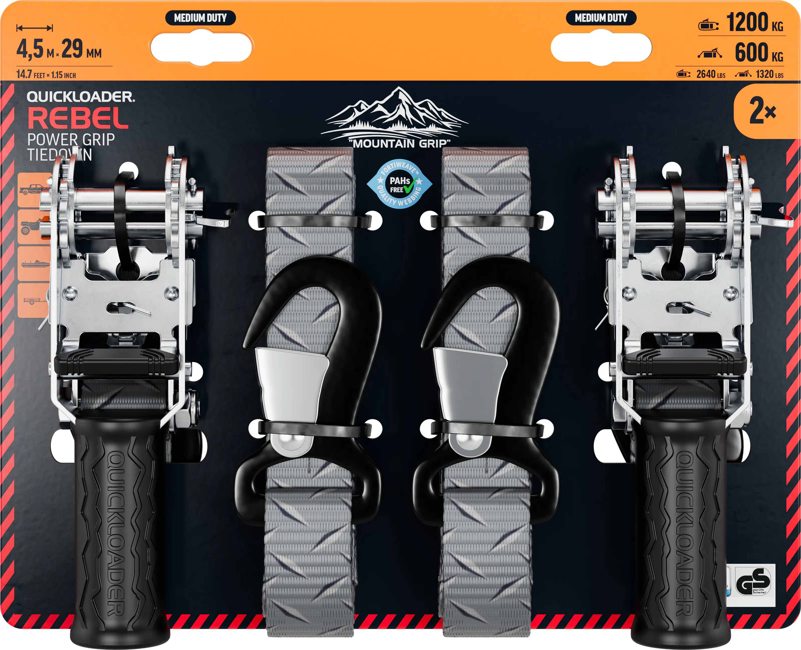 QUICKLOADER® Spanngurt 29 mm x 4,5 m 2 Stück camouflage