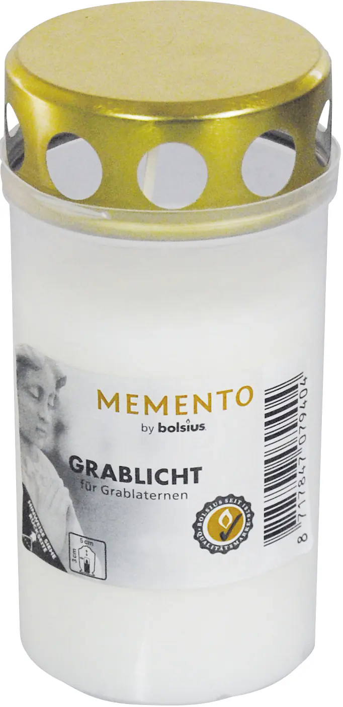 Bolsius Dauerbrenner Nr. 3 weiß, Höhe 12 cm, Ø 6,1 cm, mit Deckel