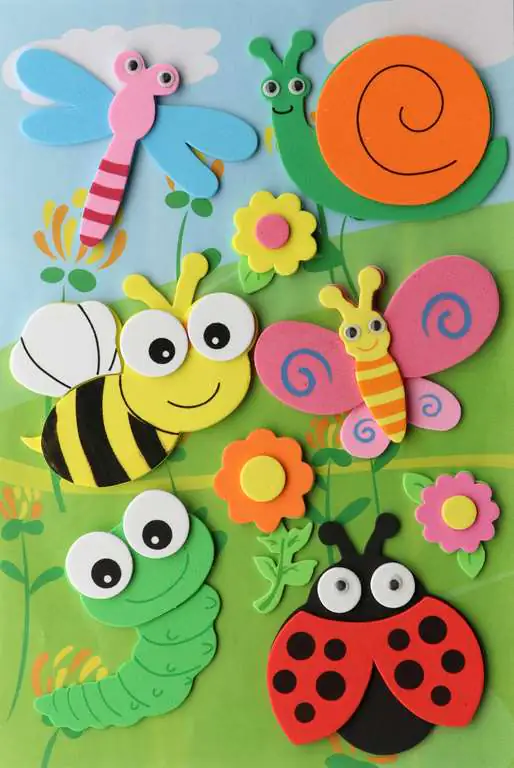 Glorex Moosgummi 3 D Gartentiere 7,5 x 5 cm selbstklebend