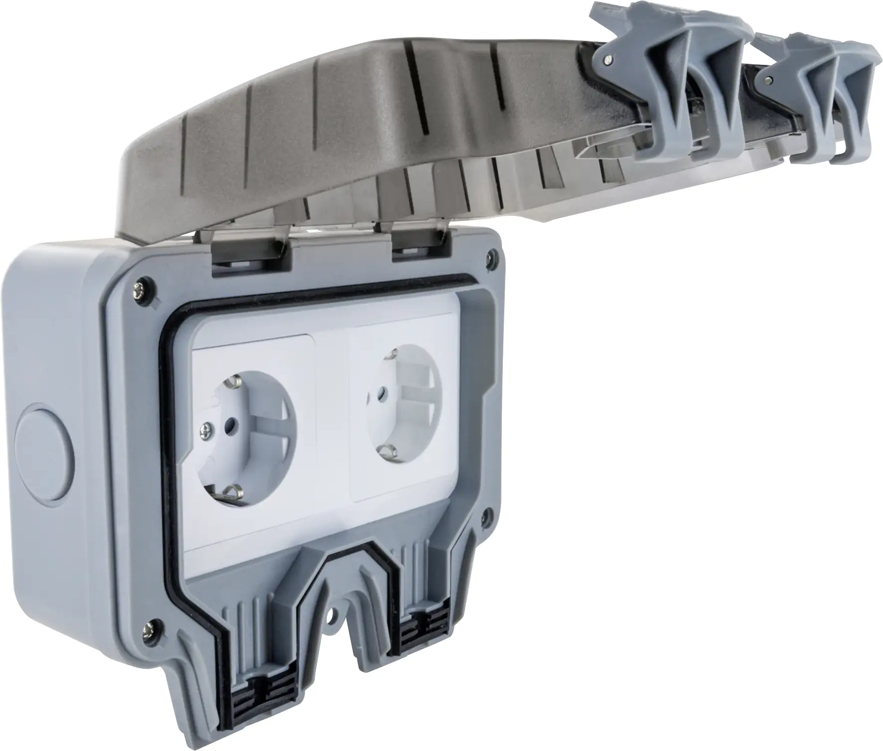 Schwaiger Aufputz Steckdose 2-fach, hellgrau Schwaiger Aufputz Steckdose 2-fach, hellgrau