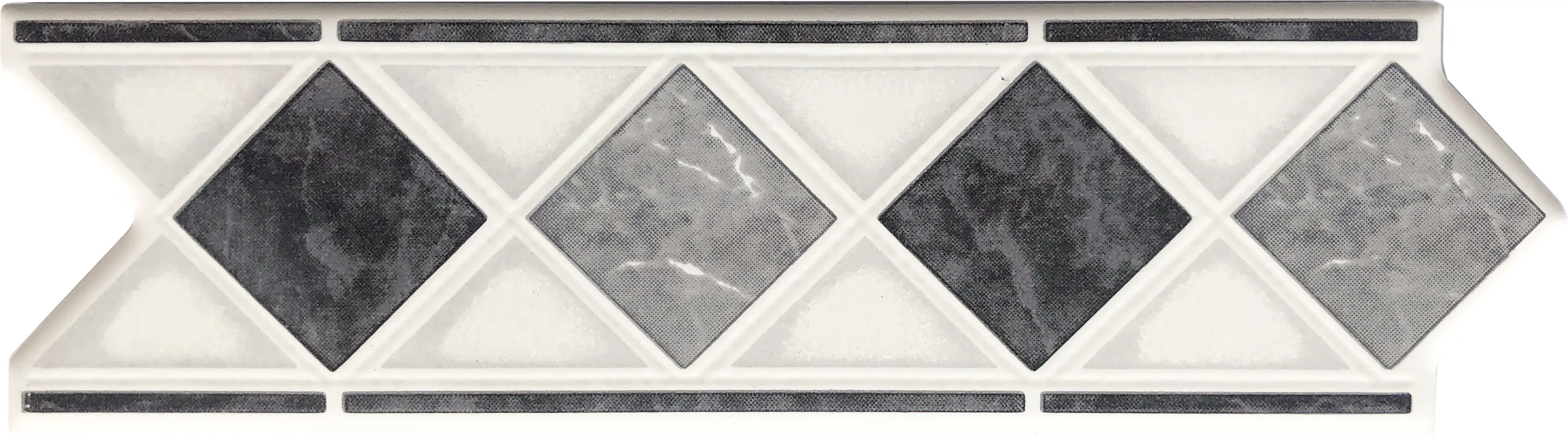 Fliesenbordüre Marmol 6 x 20 cm schwarz weiß grau