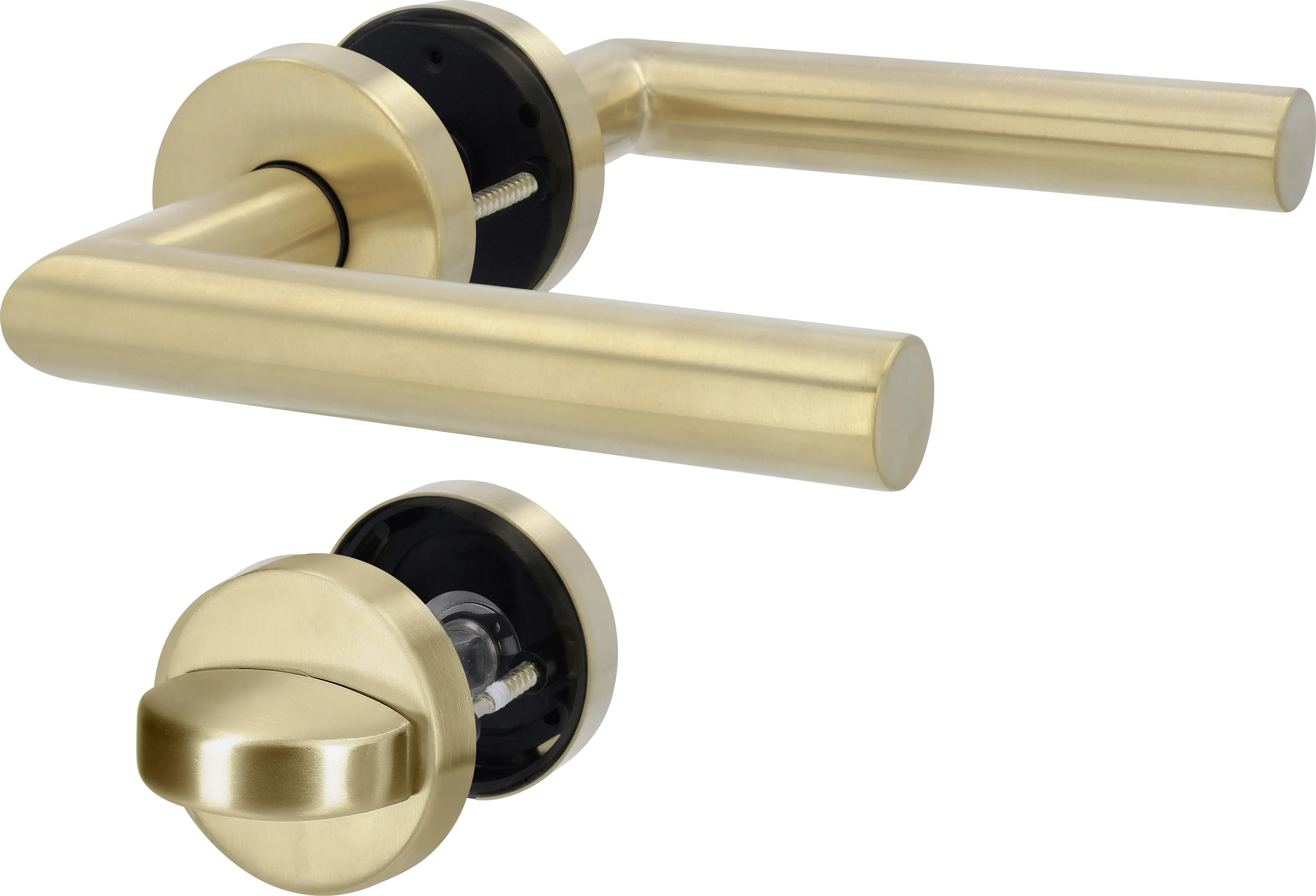 Alpertec WC-Türgriff-Garnitur Rosette Fair I Edelstahl gold matt Ø 52 mm