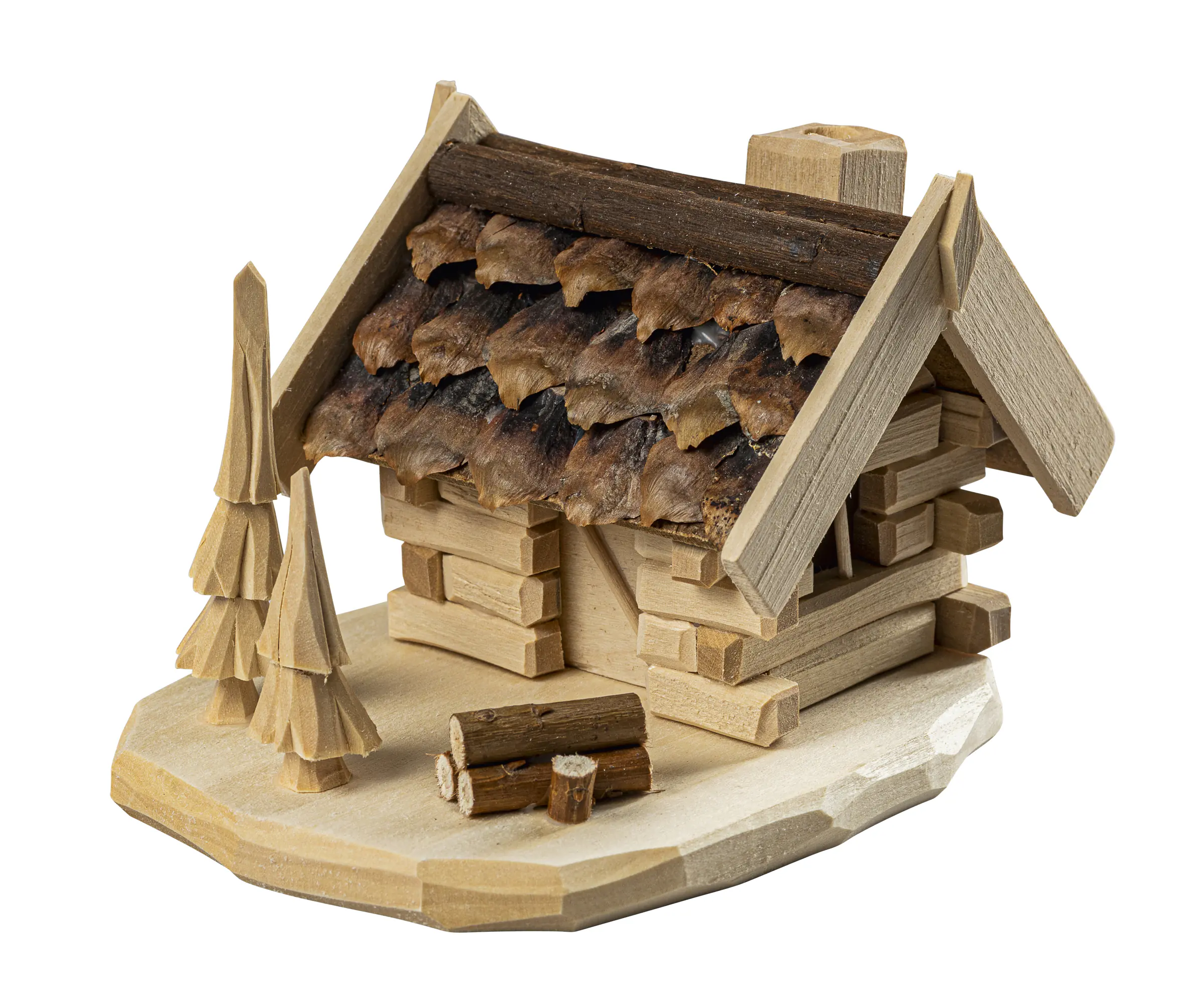 Saico Räucherfigur Hütte Holz 15 cm natur/braun 