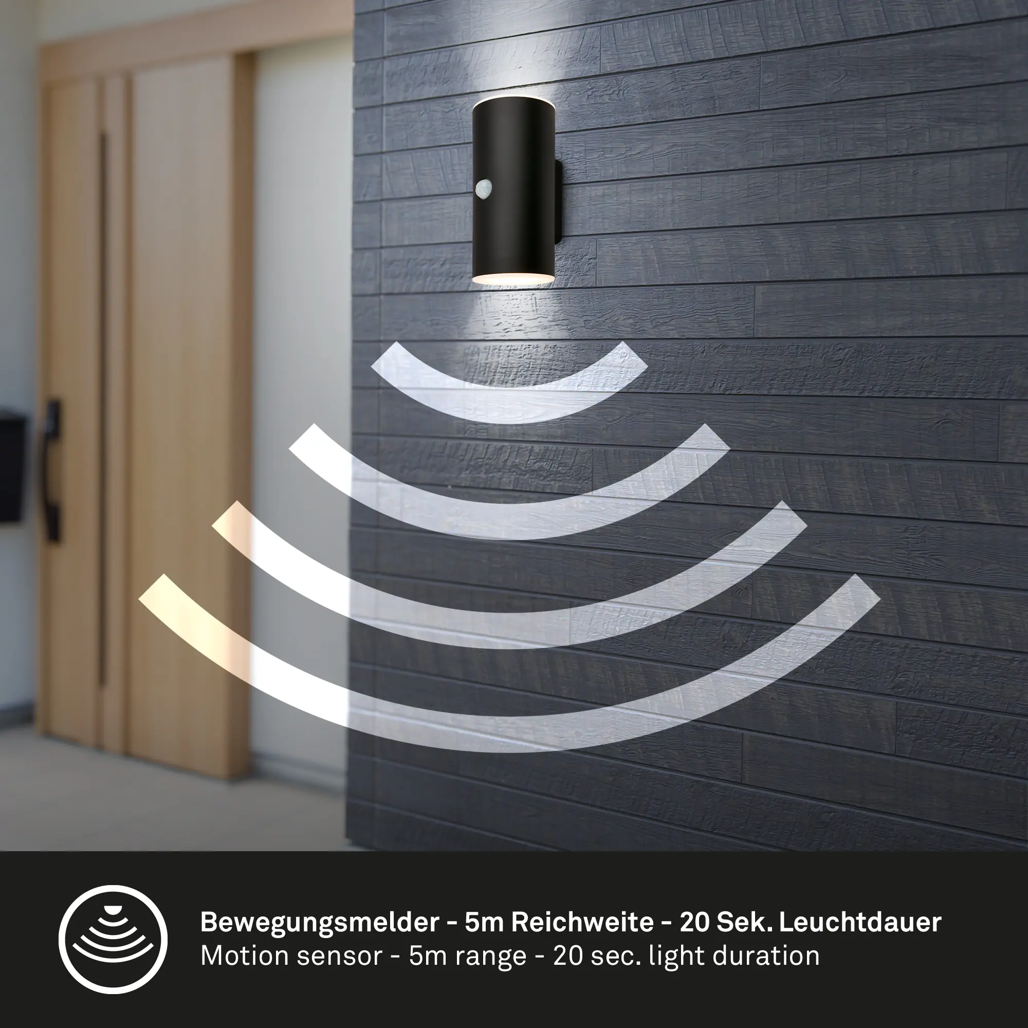 Briloner LED Akku-Außenwandleuchte Lima 6W schwarz Bewegungsmelder warmweiß Briloner LED Akku-Außenwandleuchte Lima 6W schwarz Bewegungsmelder warmweiß