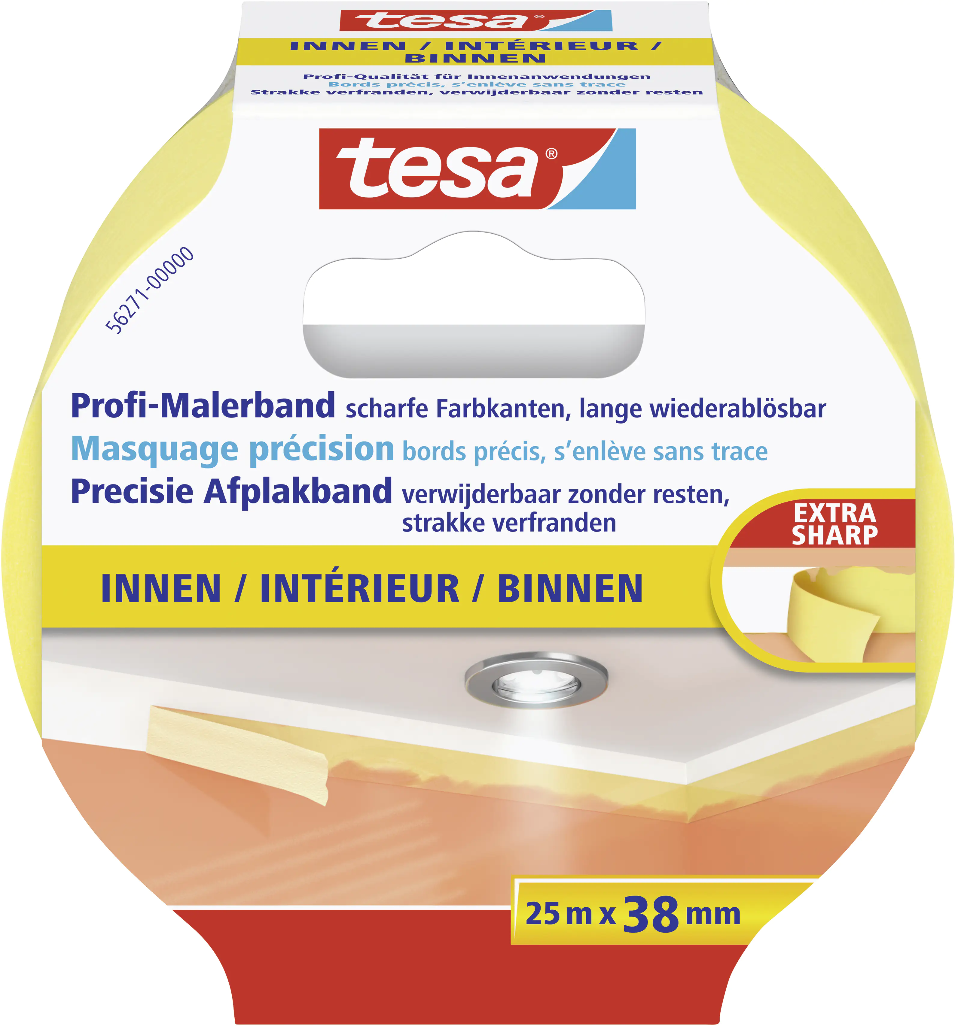 tesa Profi-Malerband Innen 25 m x 38 mm, gelb tesa Profi-Malerband Innen 25 m x 38 mm, gelb