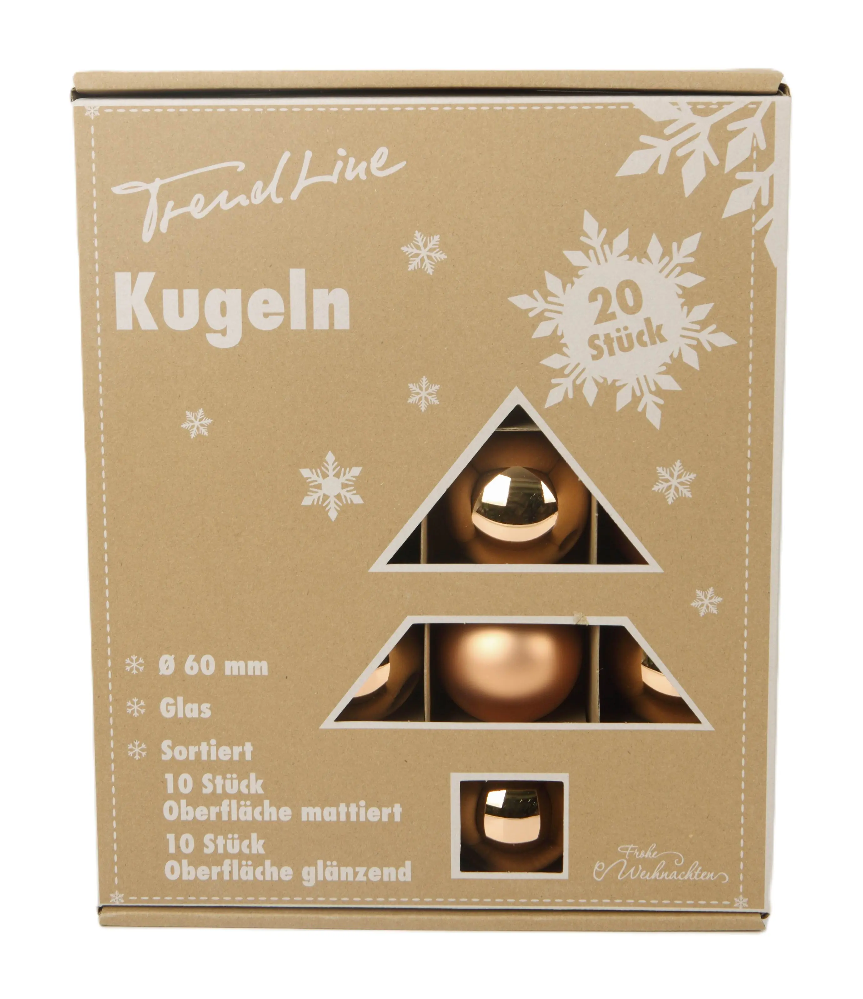 TrendLine Weihnachtskugeln aus Glas Ø 6 cm brandy-braun 20 Stück