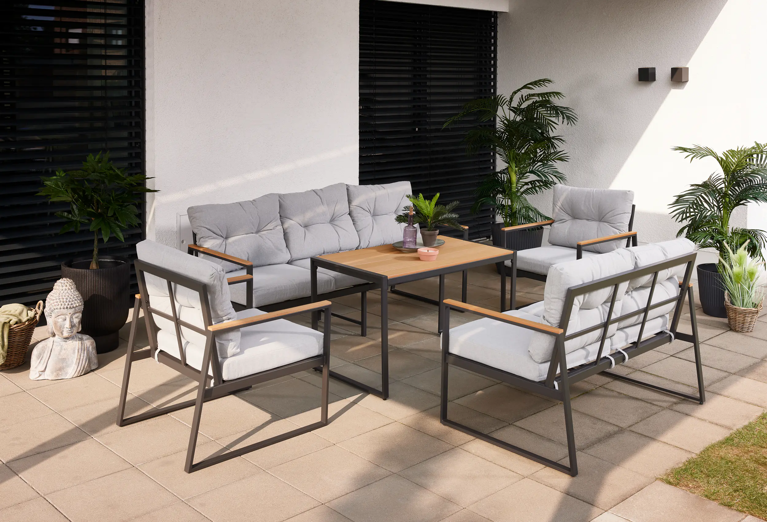 Primaster Gartenmöbel-Set Salina Stahl 5-teilig 