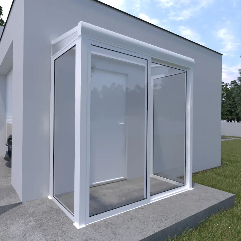 Haustürüberdachung mit Glaselemente 200 x 100 cm weiß