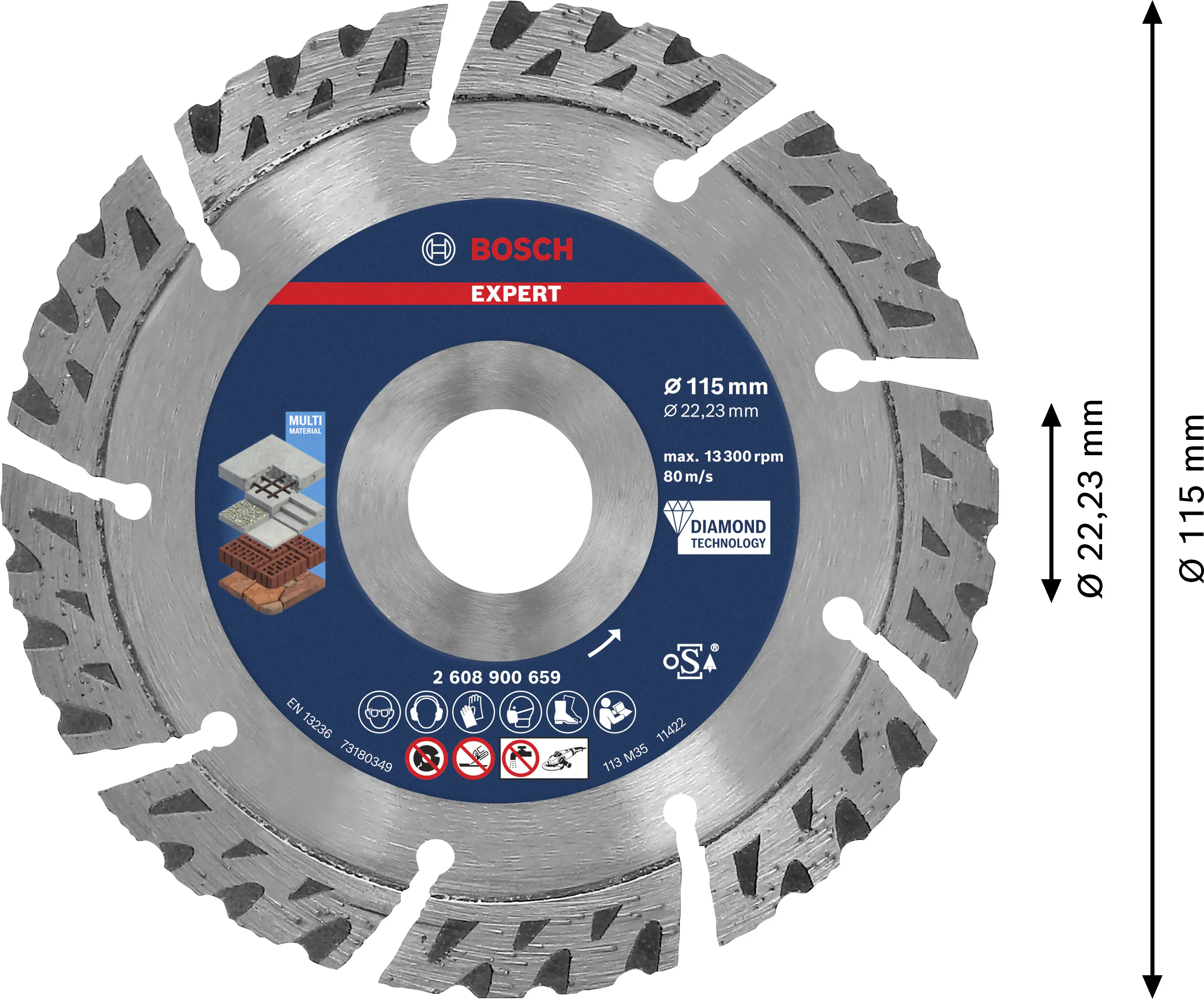Bosch Expert MultiMaterial Diamanttrennscheiben 115 x 22,23 x 2,2 x 12 mm