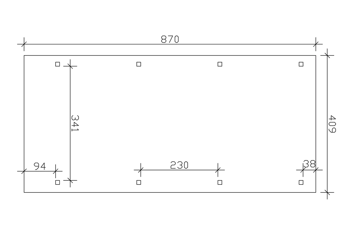 SKAN HOLZ Carport Wendland 409 x 870 cm mit EPDM-Dach, schwarze Blende