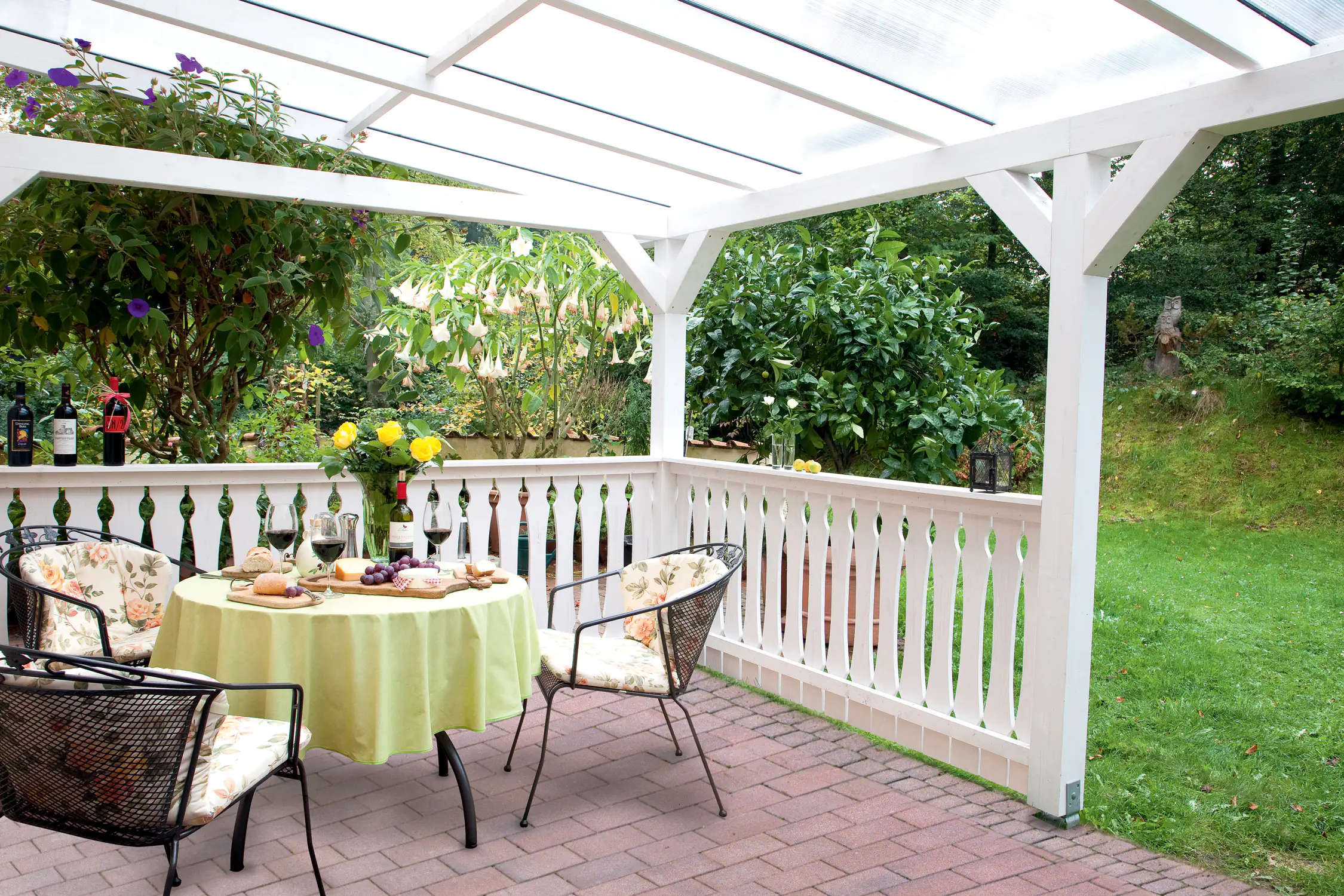 SKAN HOLZ Brüstung Balkonschalung 305 x 96 cm, Fichte, lasiert in Nussbaum