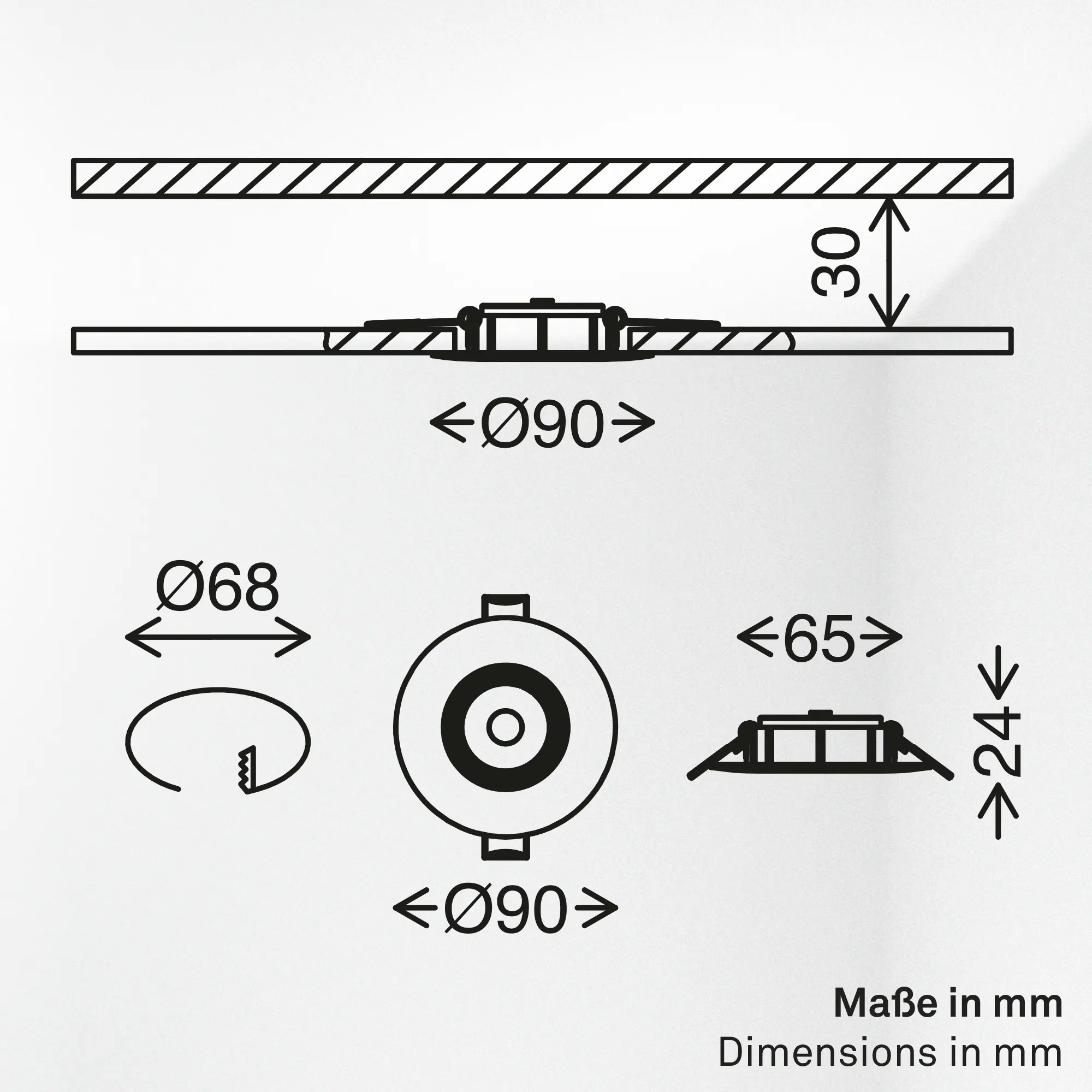 Briloner LED Einbauleuchten Dimara Ø 9 x 2,4 cm warmweiß/neutralweiß weiß dimmbar 3er-Set