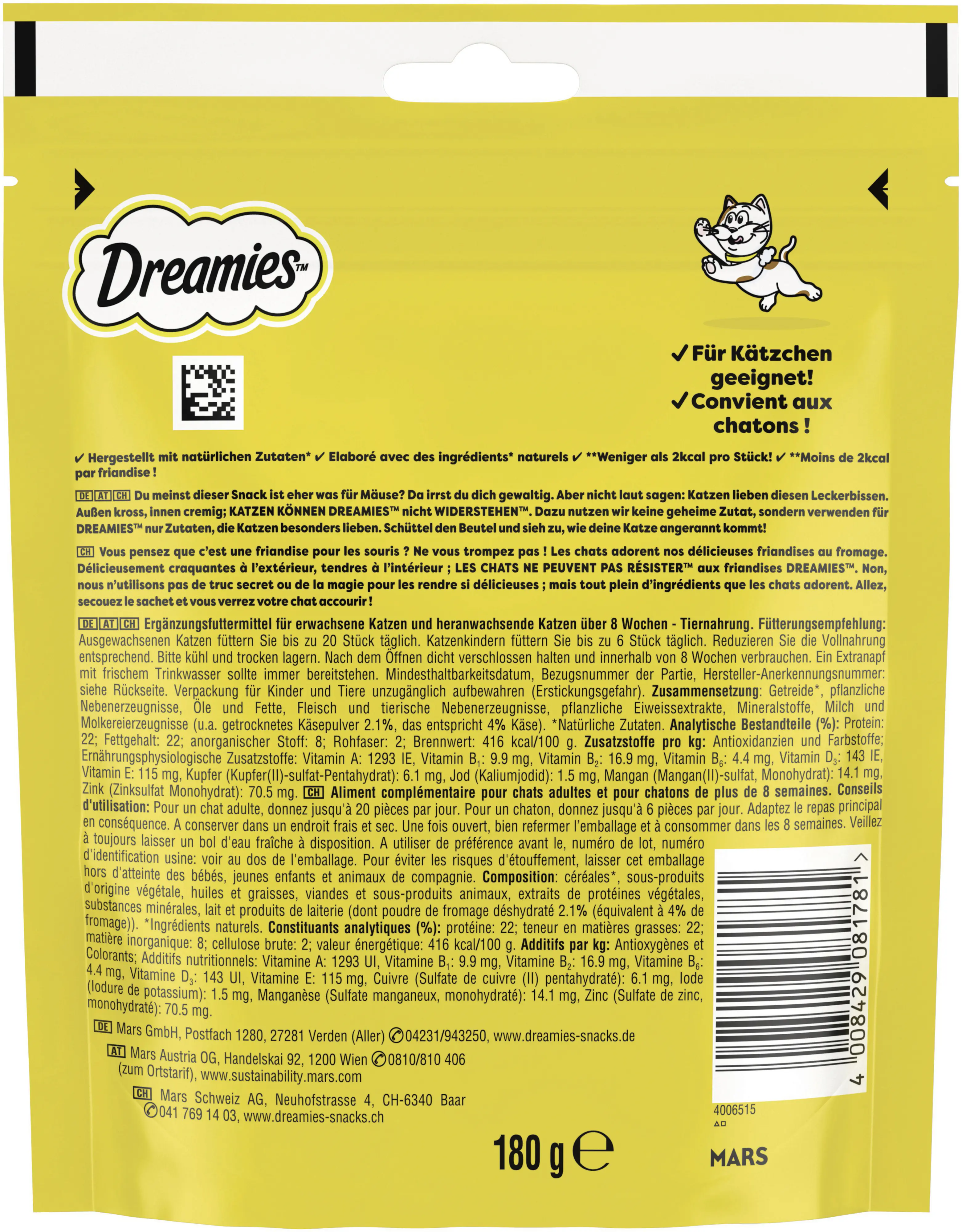 DREAMIES Katzensnack mit Käse 180 g Mega Pack