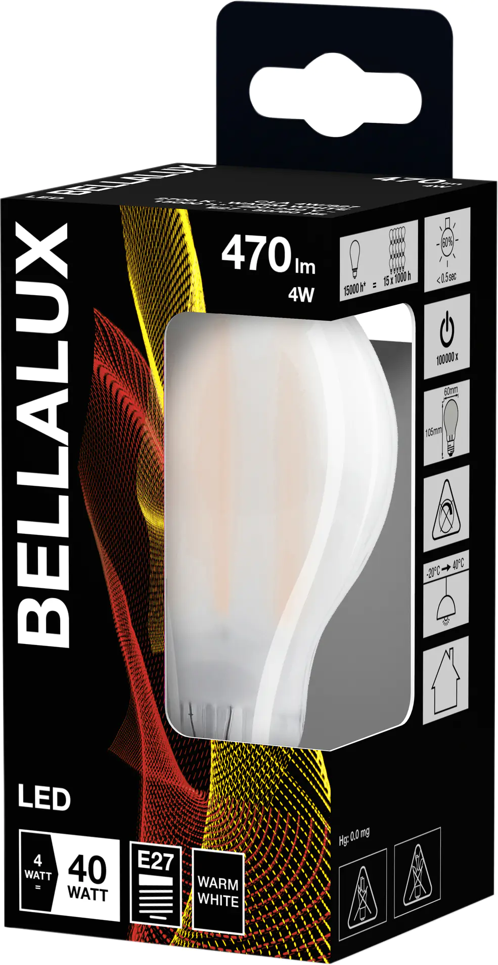 Bellalux LED Leuchtmittel Classic A40 E27 4W warmweiß, weiß matt