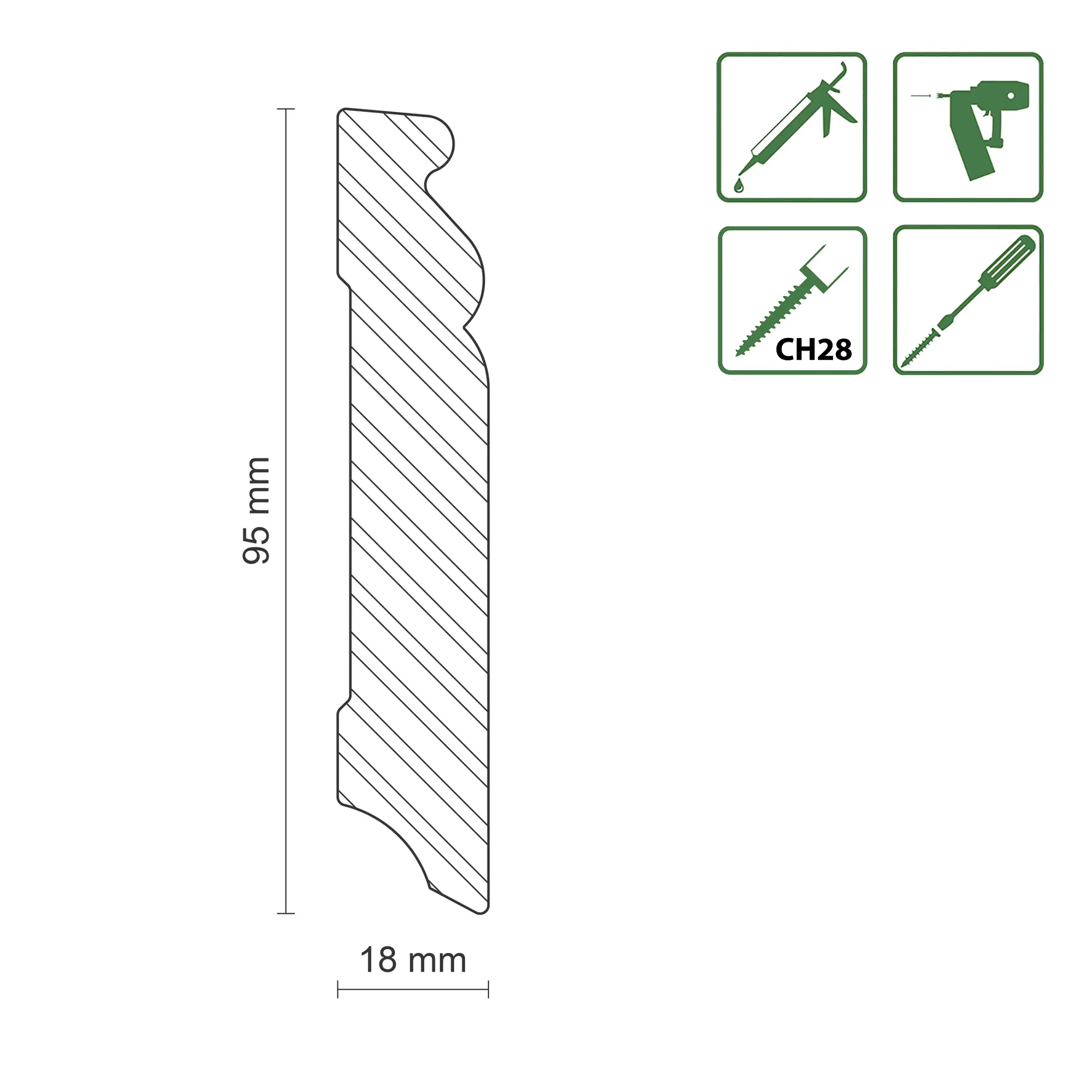 FN Neuhofer Sockelleiste SF272/S0950 240 cm 95 x 18 mm Fichte/Kiefer