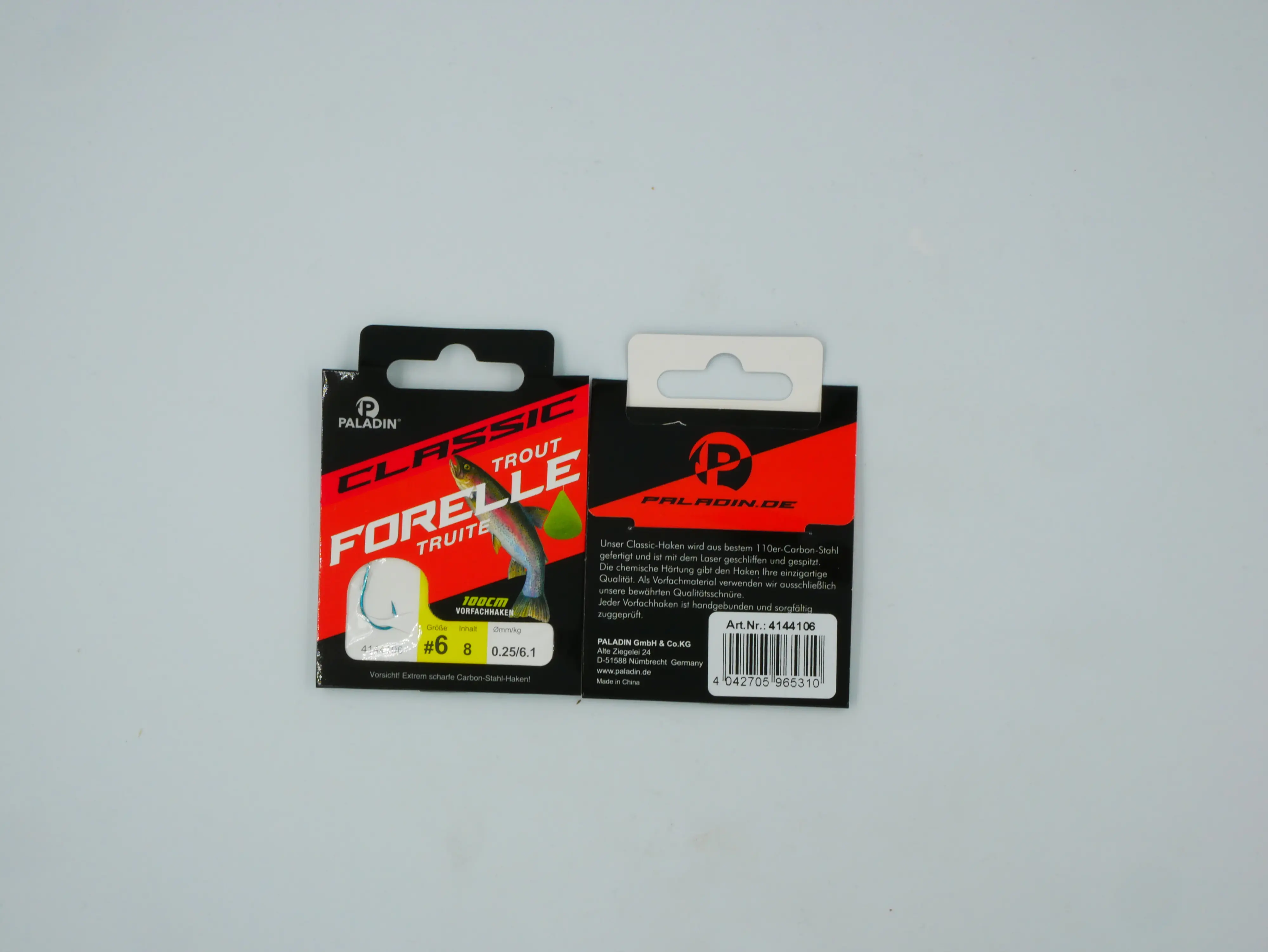 Paladin Forellenhaken gebunden Größe 6 100 cm 9 Stück blau