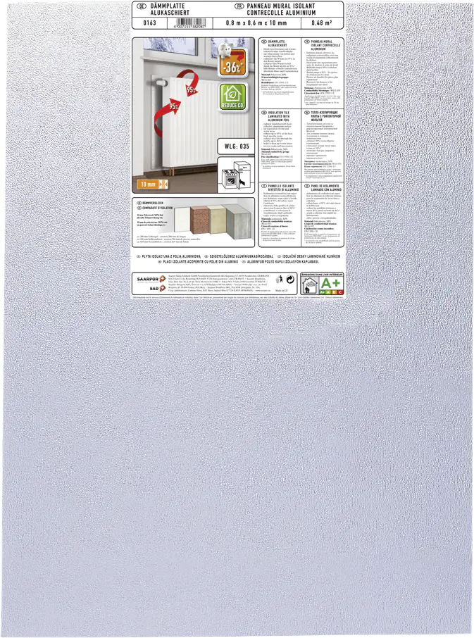 Climapor Dämmplatte alukaschiert, 10 mm 0,8 m x 0,6 m 10 mm
