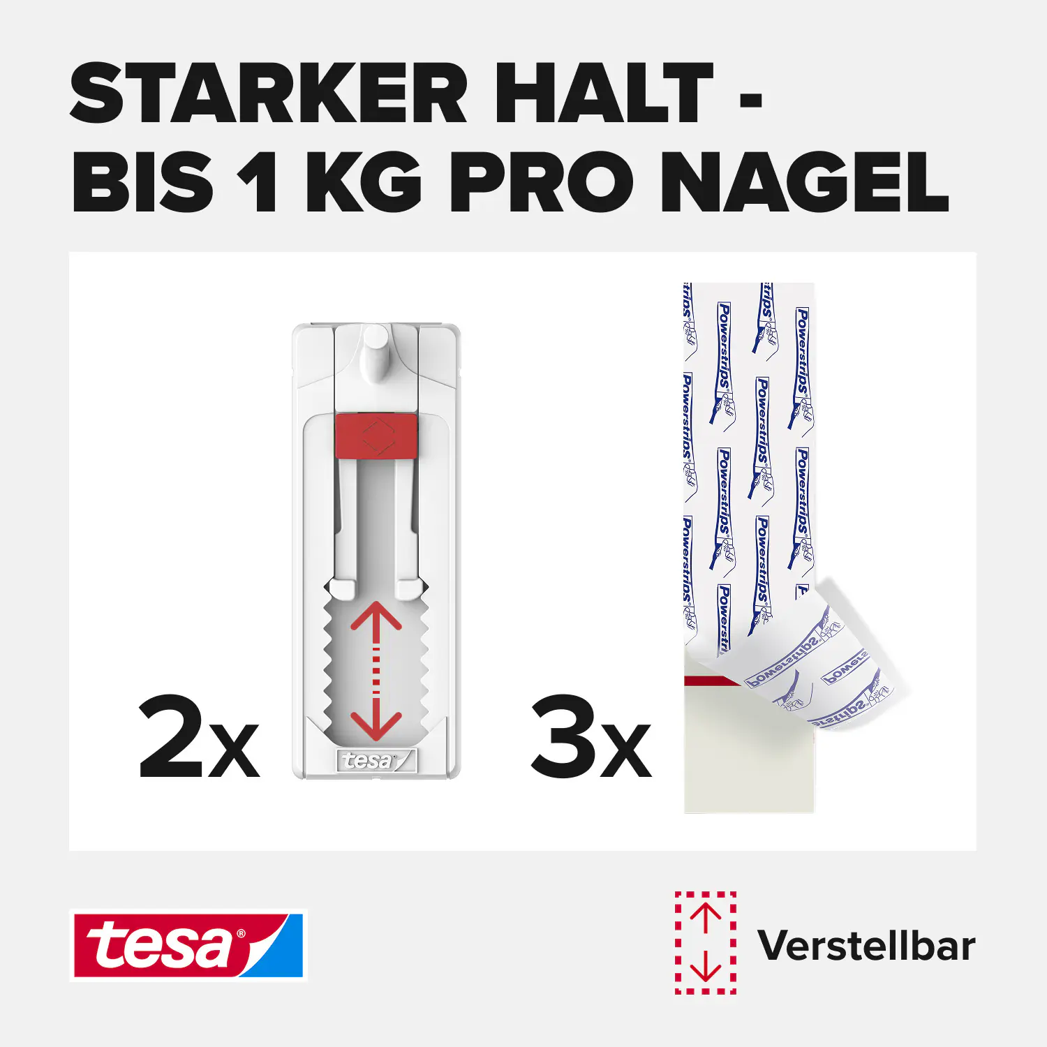 tesa Klebenagel Traglast 1 kg, 2 Stück