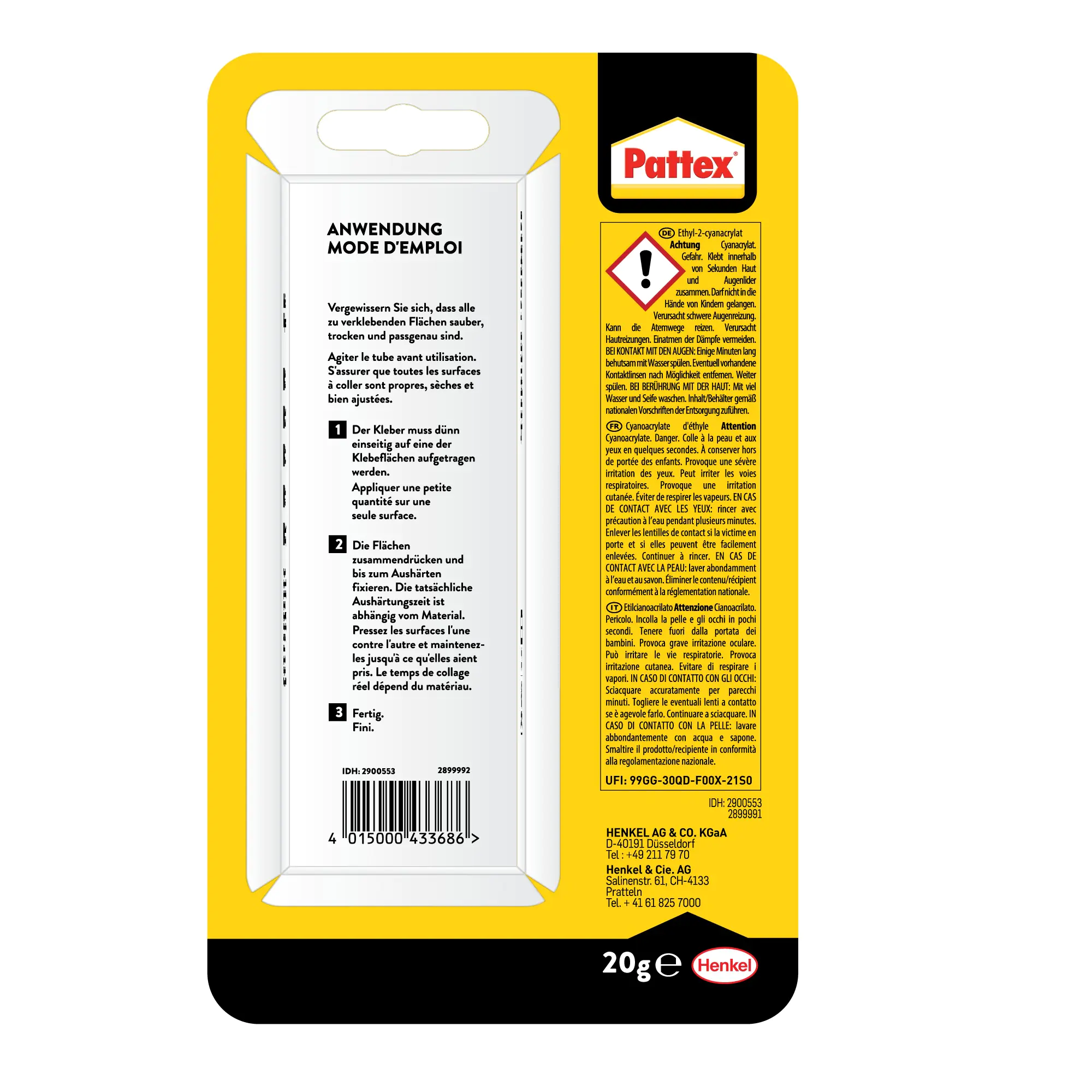 Pattex 60sec. Universalkleber 20 g Tube, klar & farblos Pattex 60sec. Universalkleber 20 g Tube, klar & farblos