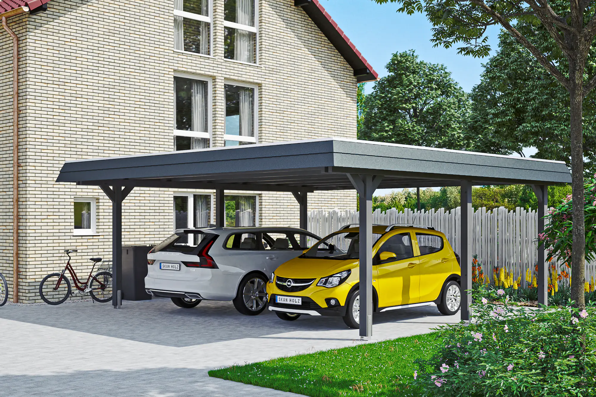 4018211031818 SKAN HOLZ Carport Wendland 630 x 637 cm mit EPDM-Dach