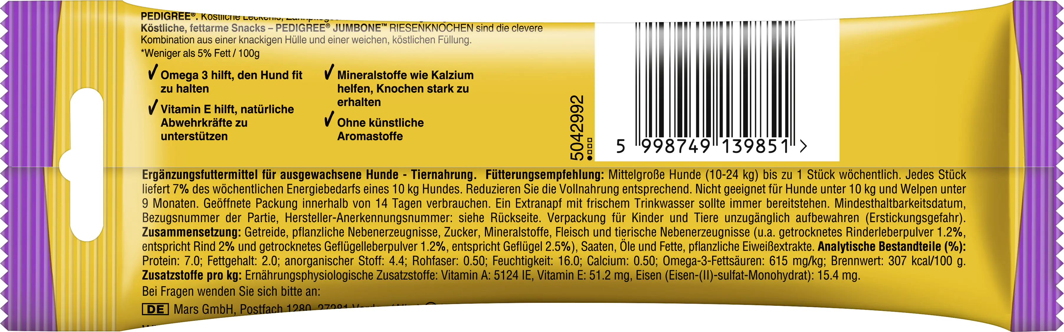 Pedigree Hundesnack Jumbone Riesenknochen mit Rind und Geflügel Pedigree Hundesnack Jumbone Riesenknochen mit Rind und Geflügel
