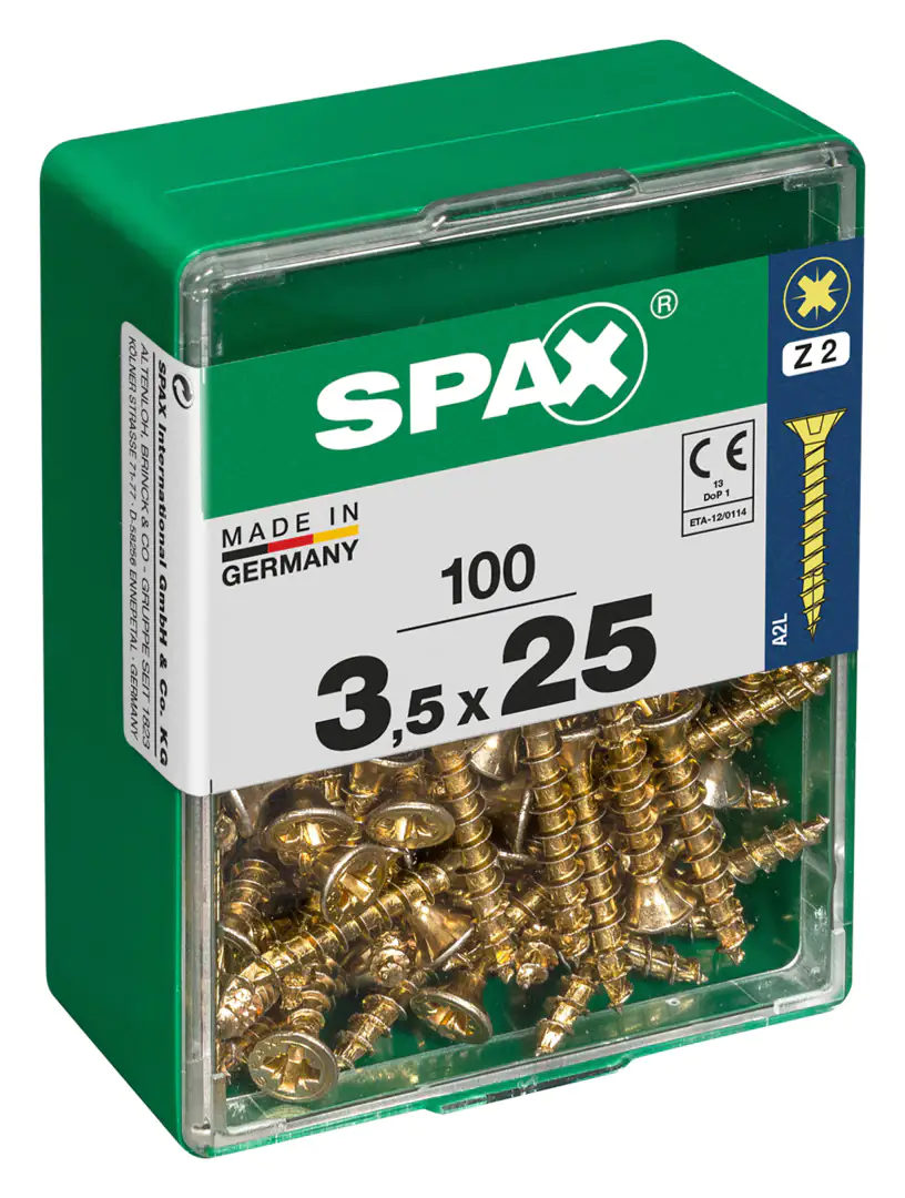 Spax Universalschrauben 3.5 x 25 mm PZ 2 Senkkopf - 100 Stk.