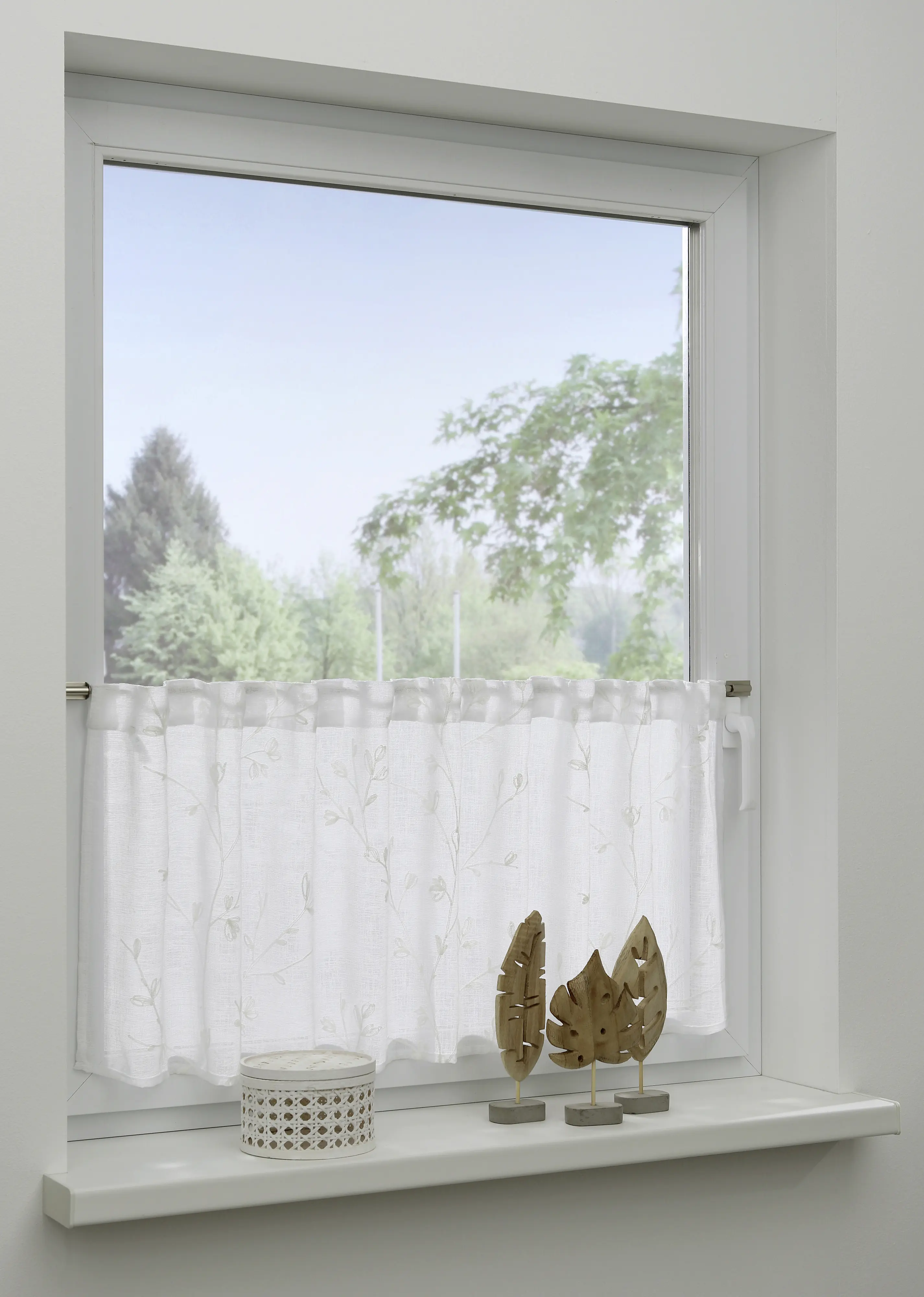 Gardinia Schlaufenpanneau mit Stickerei weiß 140 x 45 cm 