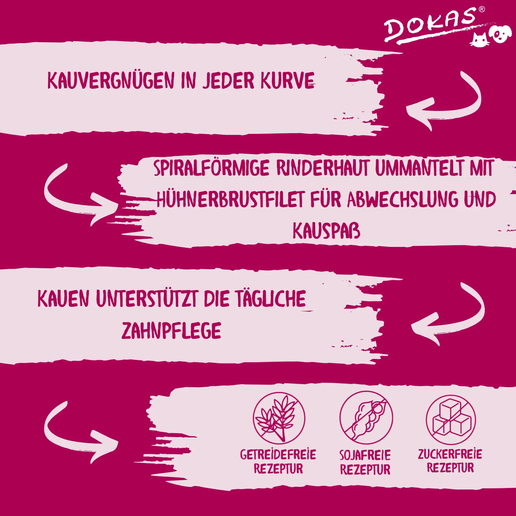 Dokas Kau-Spirale mit Hühnerbrust 110 g, 3 Stück