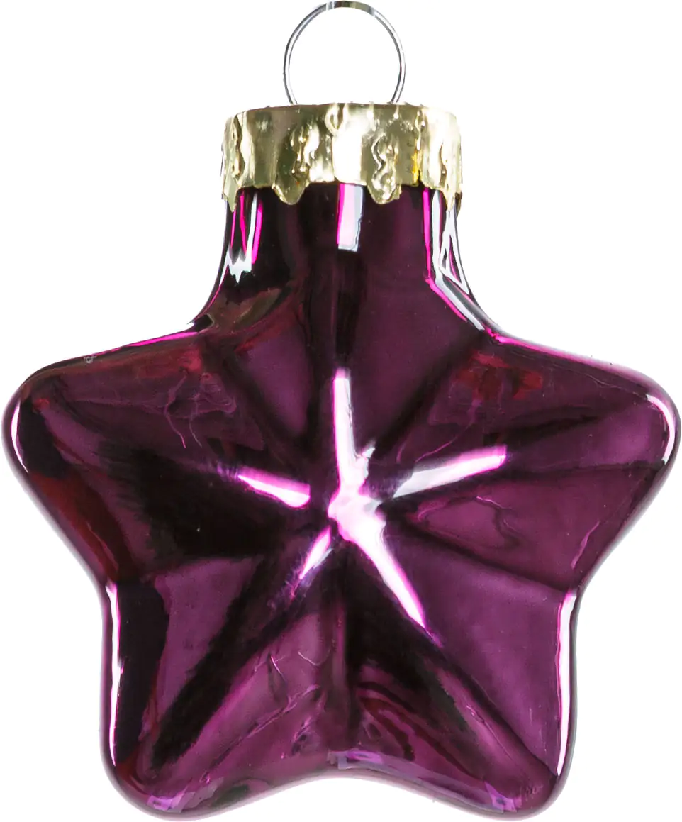 TrendLine Mini-Glas-Sterne glanz/matt, 40 mm, lila, 12 Stück