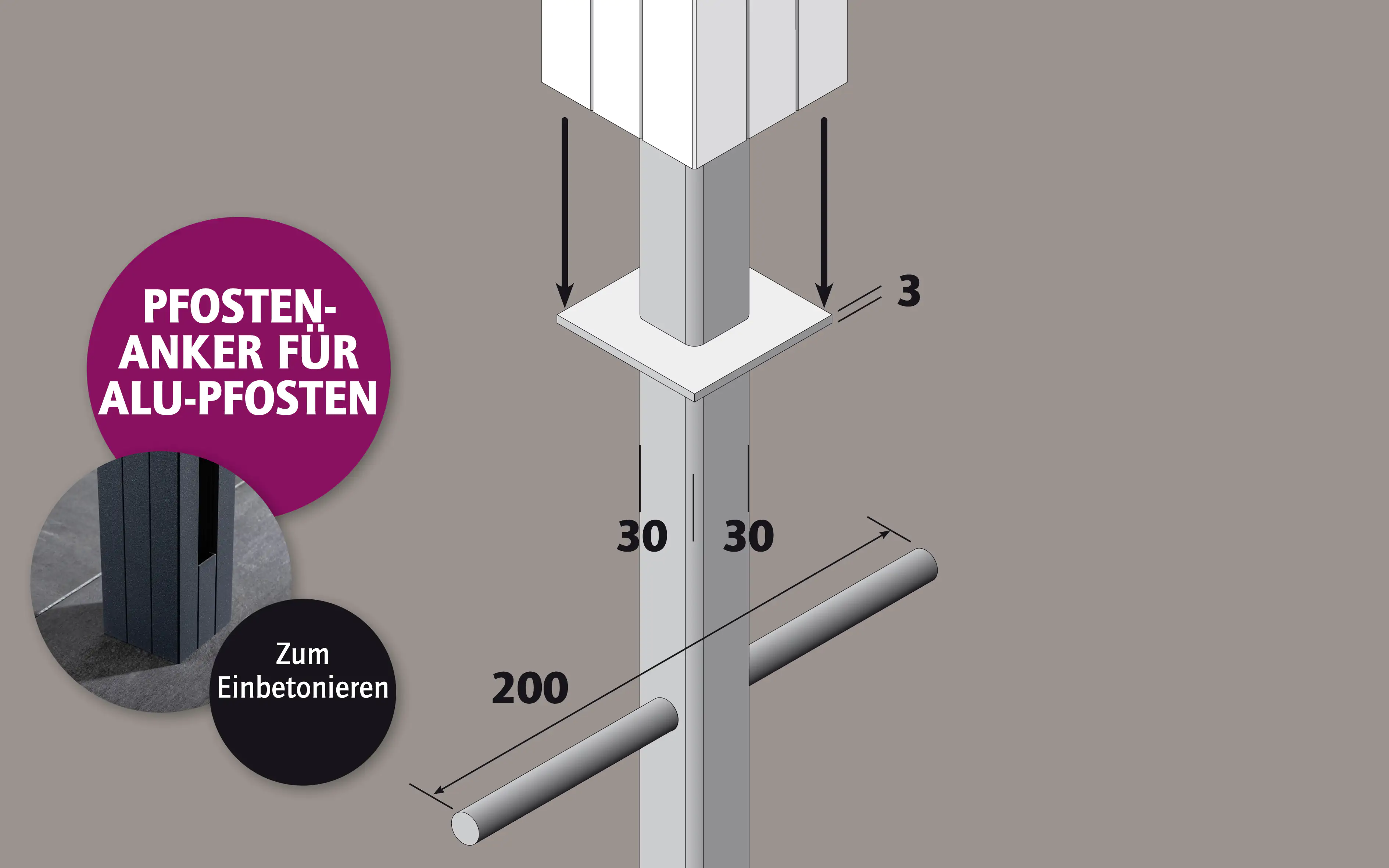 Ambiente Pfosten-Anker zum Einbetonieren Ambiente Pfosten-Anker zum Einbetonieren