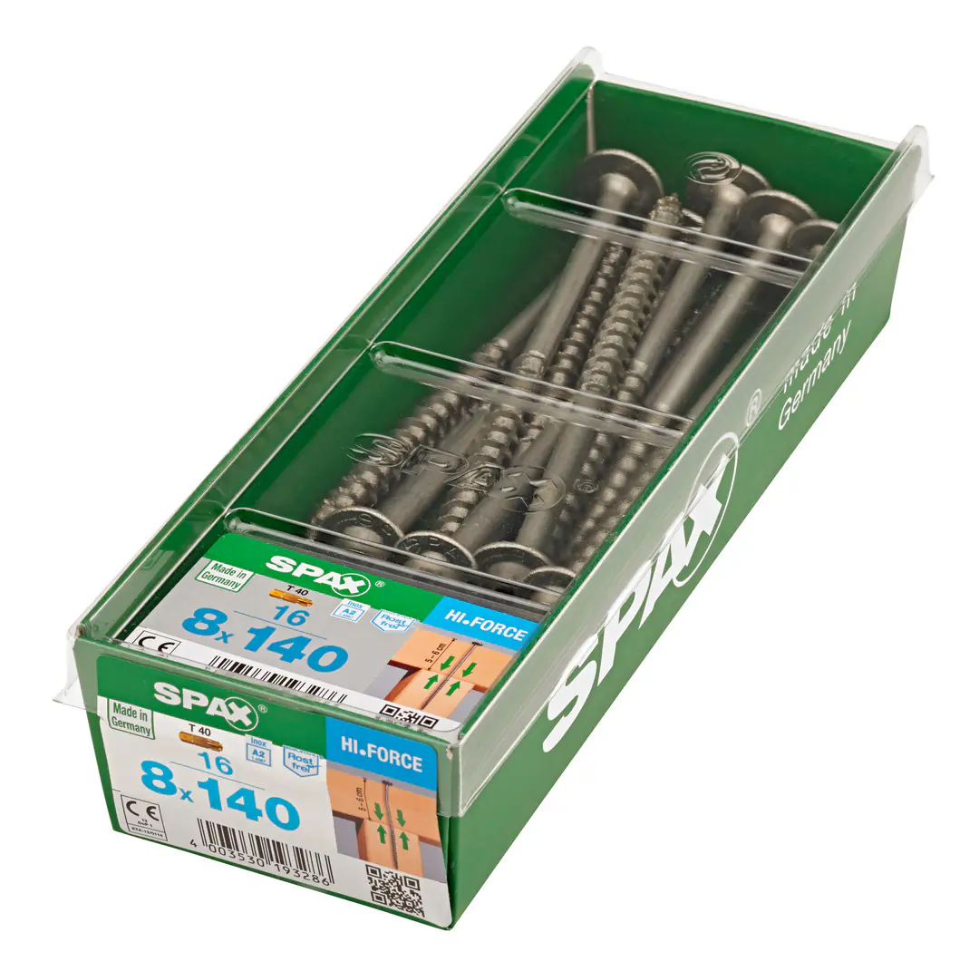 Spax Tellerkopfschrauben 8.0 x 140 mm TX 40 - 16 Stück Edelstahl