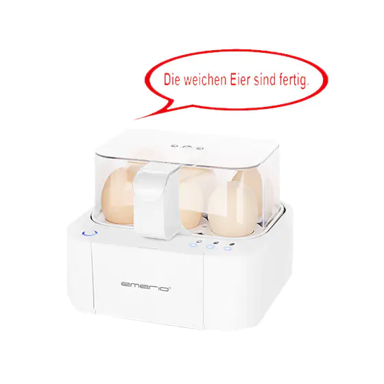 Emerio Eierkocher EB-115560, weiß, für 6 Eier, spricht