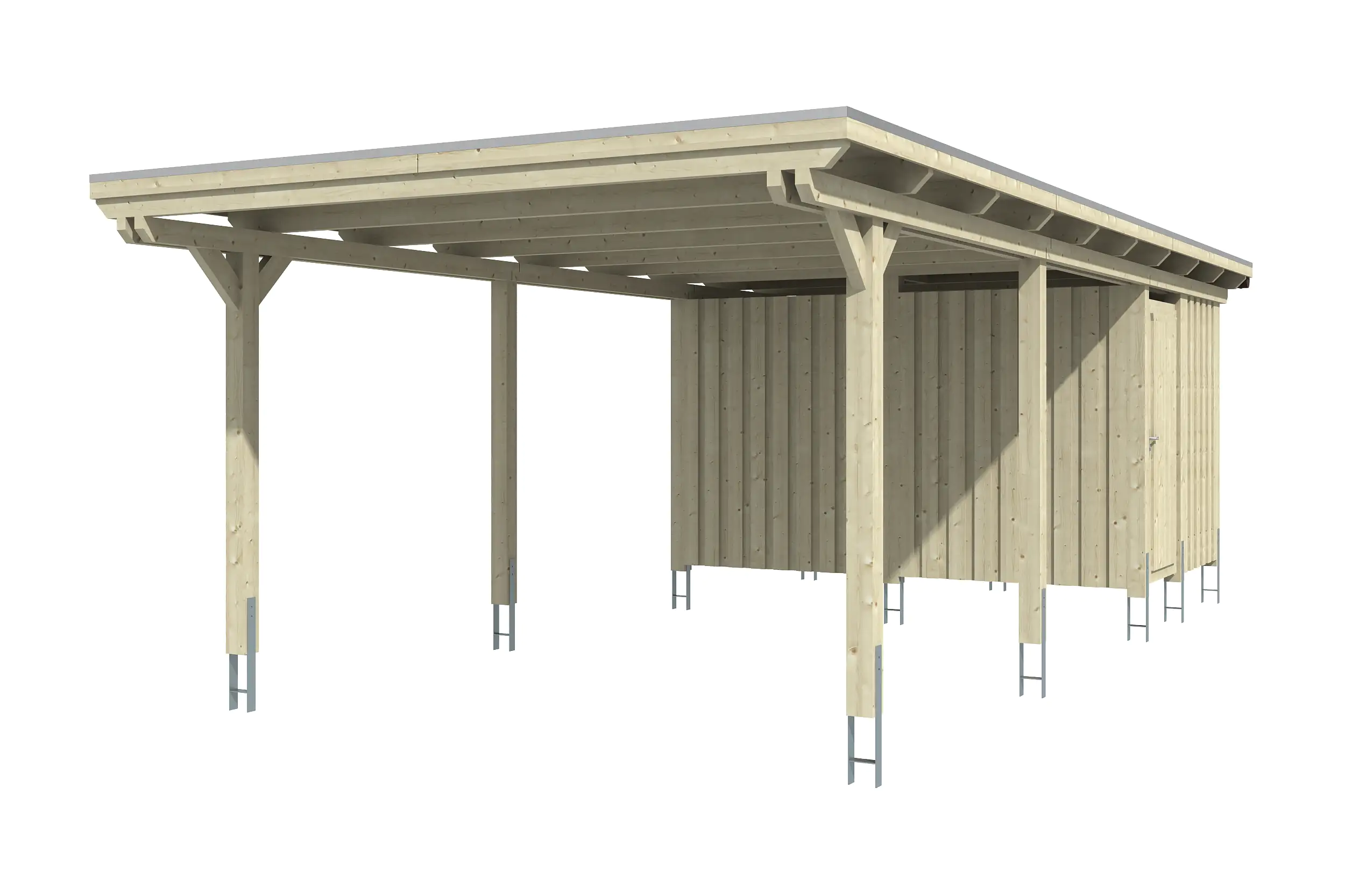 4018211022960_02 SKAN HOLZ Carport Emsland 404 x 846 cm mit EPDM-Dach mit Abstellraum