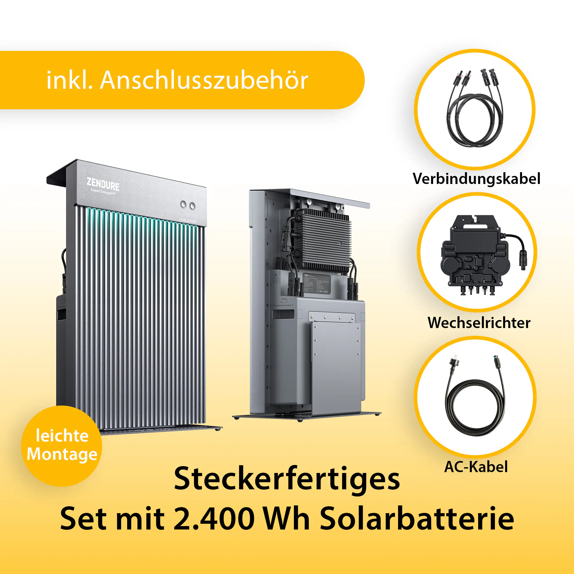 Vale Balkonkraftwerk 890 Wp AIO2400 Wh mit Zendure Speicher