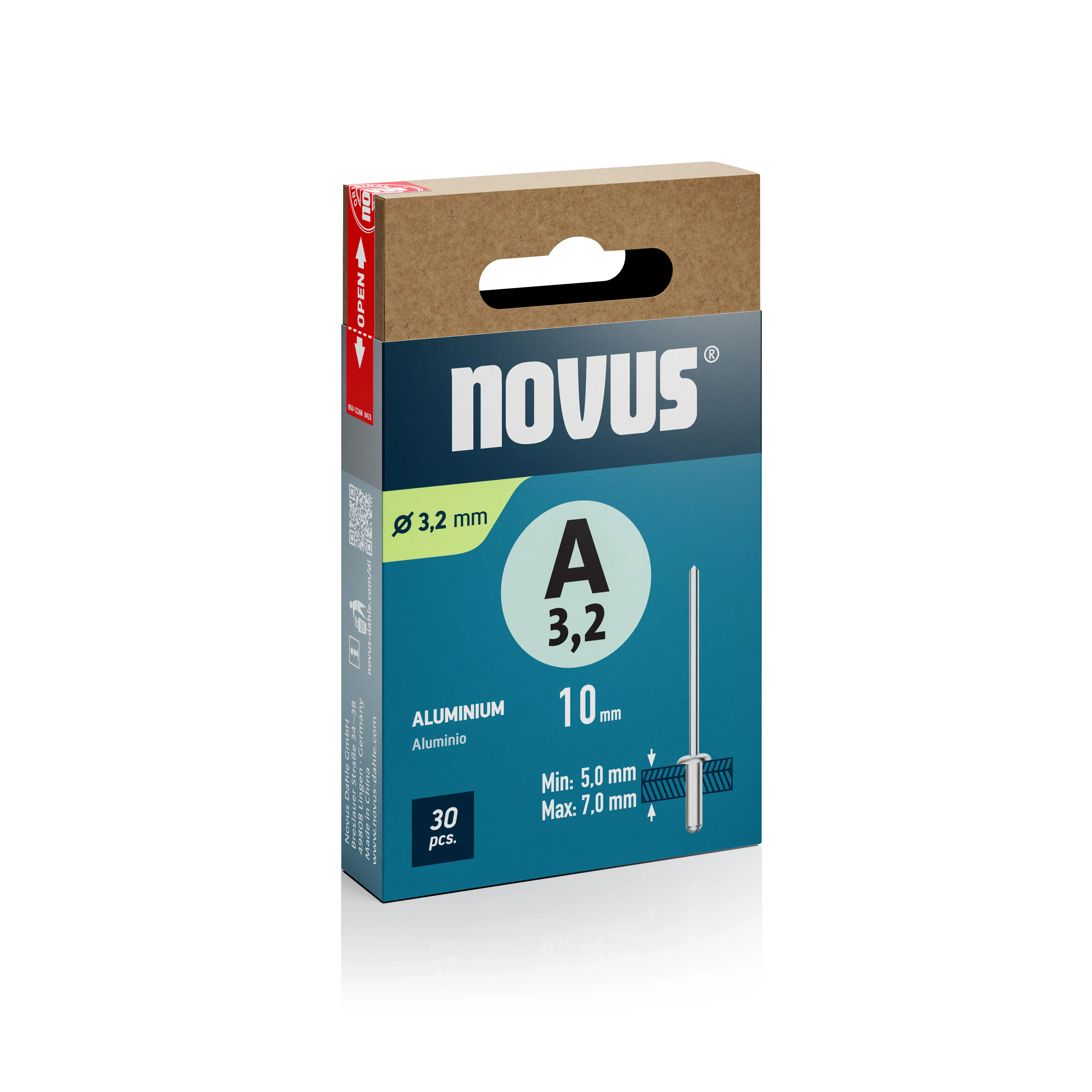 Novus Blindnieten Typ A 3,2 x 10 mm Aluminium 30 Stück Novus Blindnieten Typ A 3,2 x 10 mm Aluminium 30 Stück