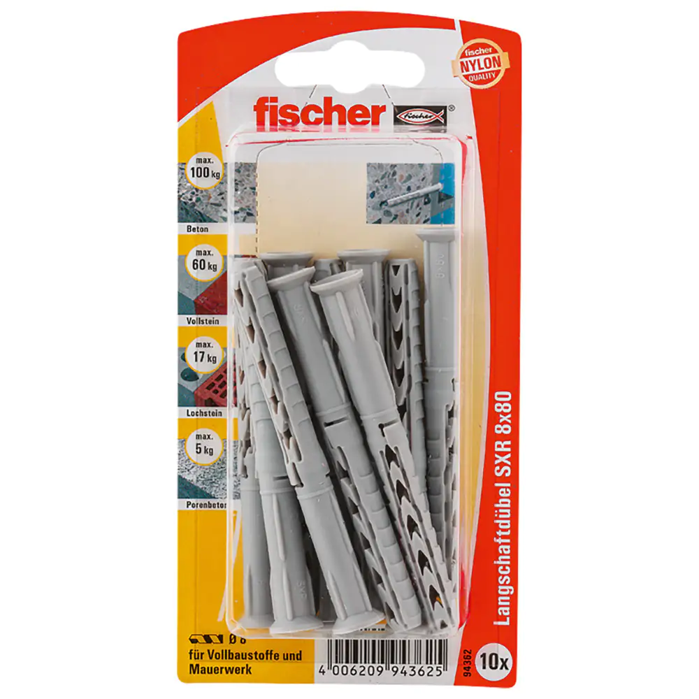 Fischer Langschaftdübel SXR 8.0 x 80 mm - 10 Stück Fischer Langschaftdübel SXR 8.0 x 80 mm - 10 Stück