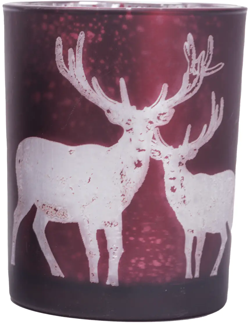 TrendLine Windlicht Glas Ø 10 cm rot silber