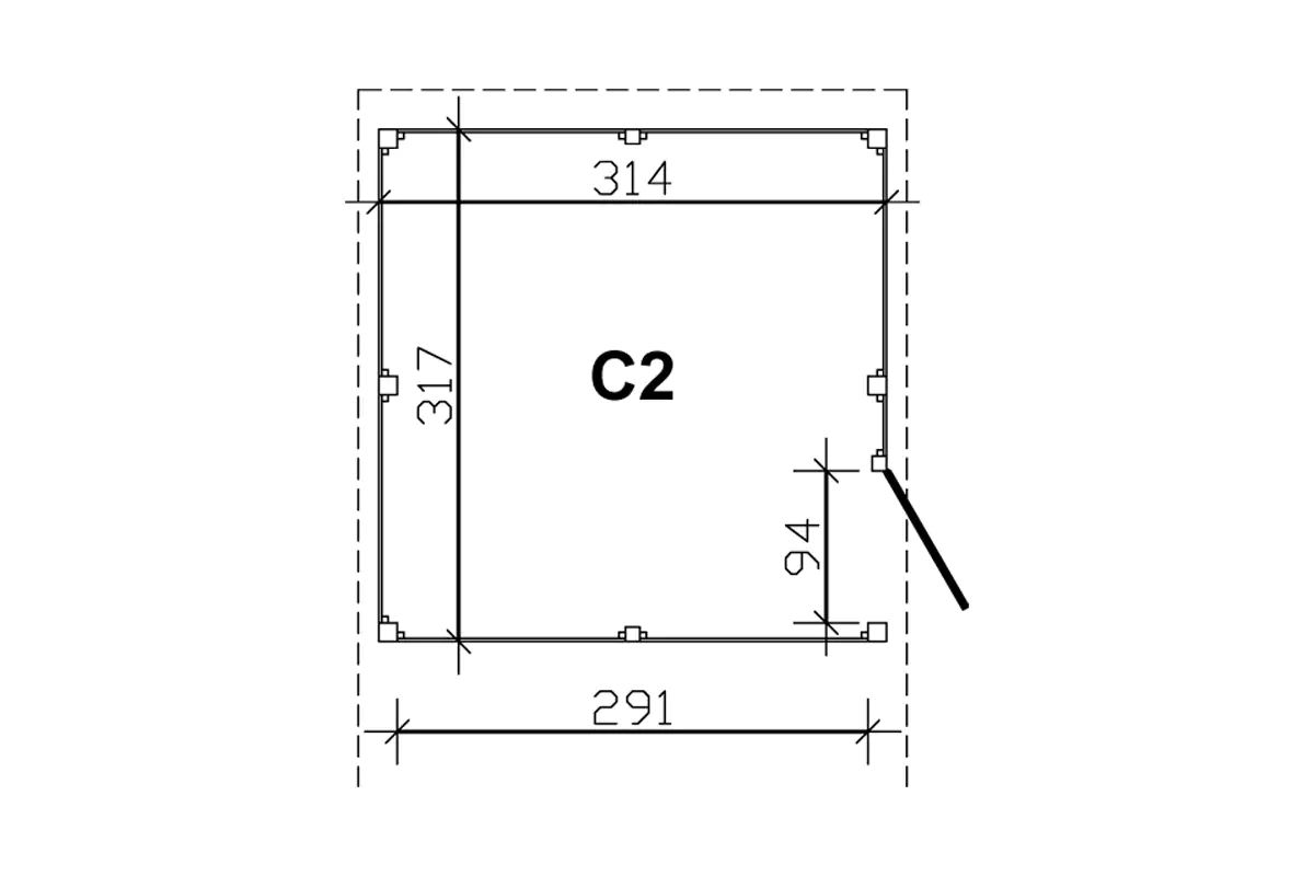 SKAN HOLZ Abstellraum C2 314x317cm, Profilschalung, grün imprägniert