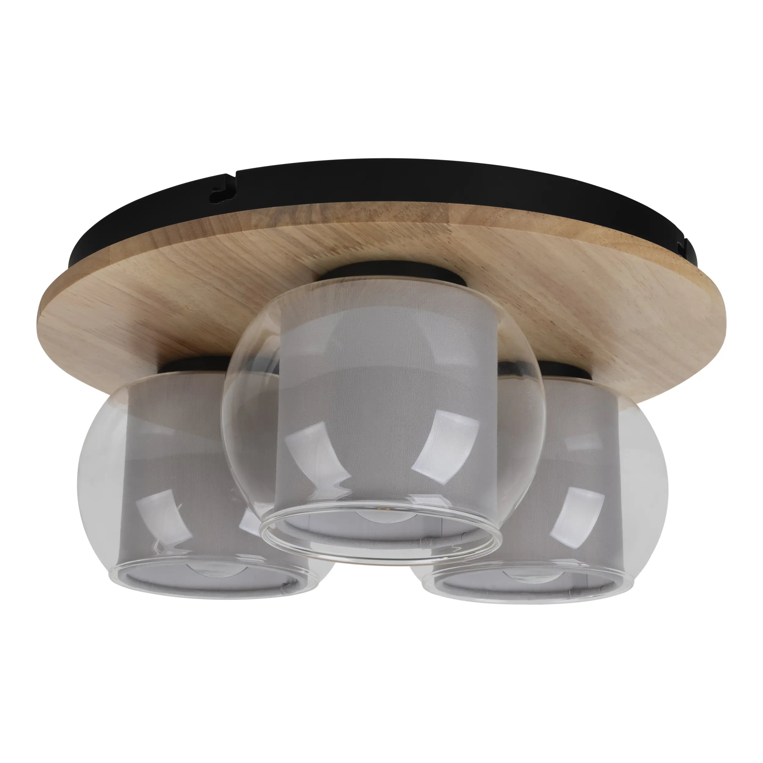 Light & More LED Deckenleuchte Texas Holz Glas 3er Spot rund