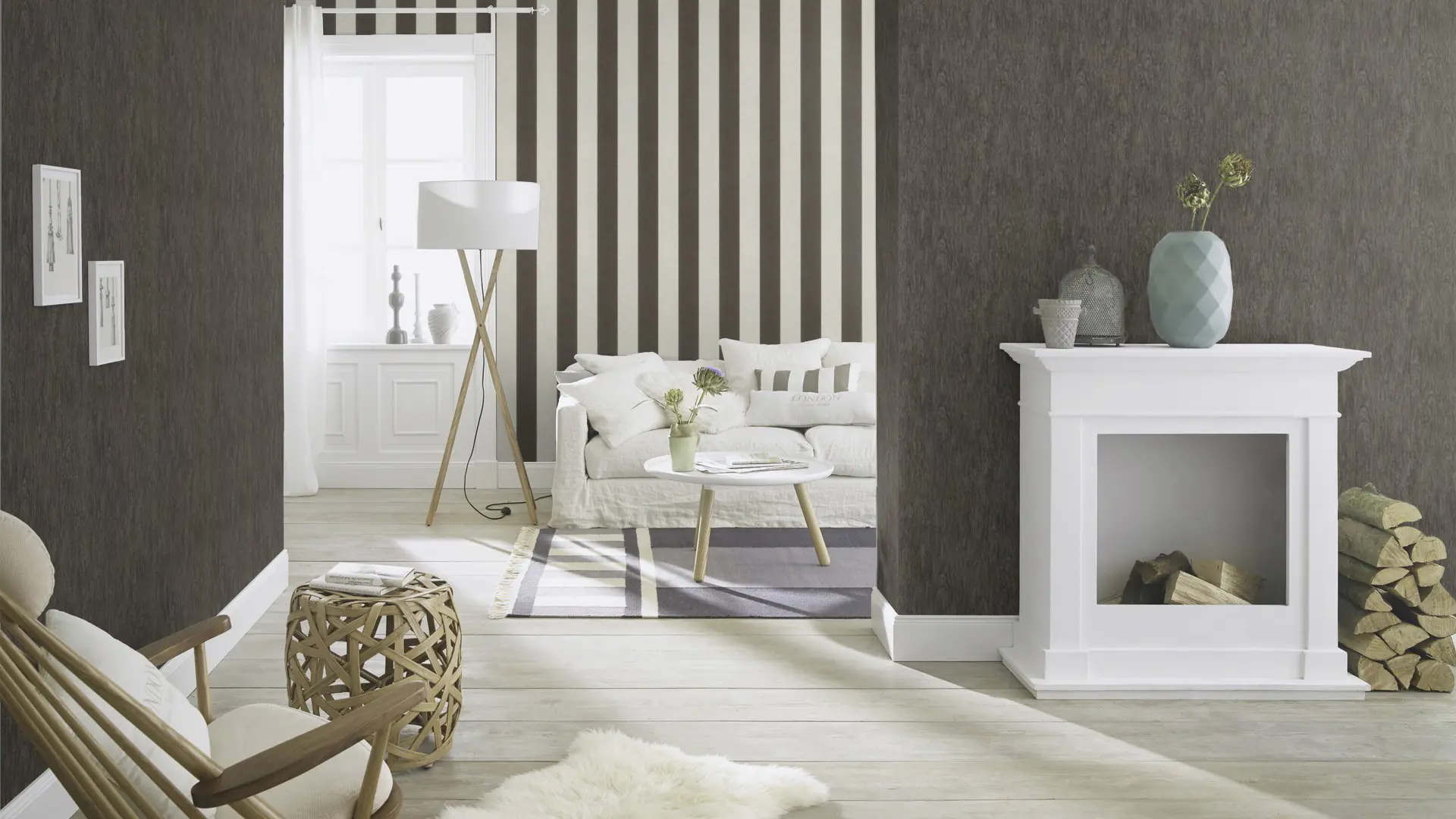 Schöner Wohnen Vliestapete Streifen schwarz grau 10,05 x 0,53 m