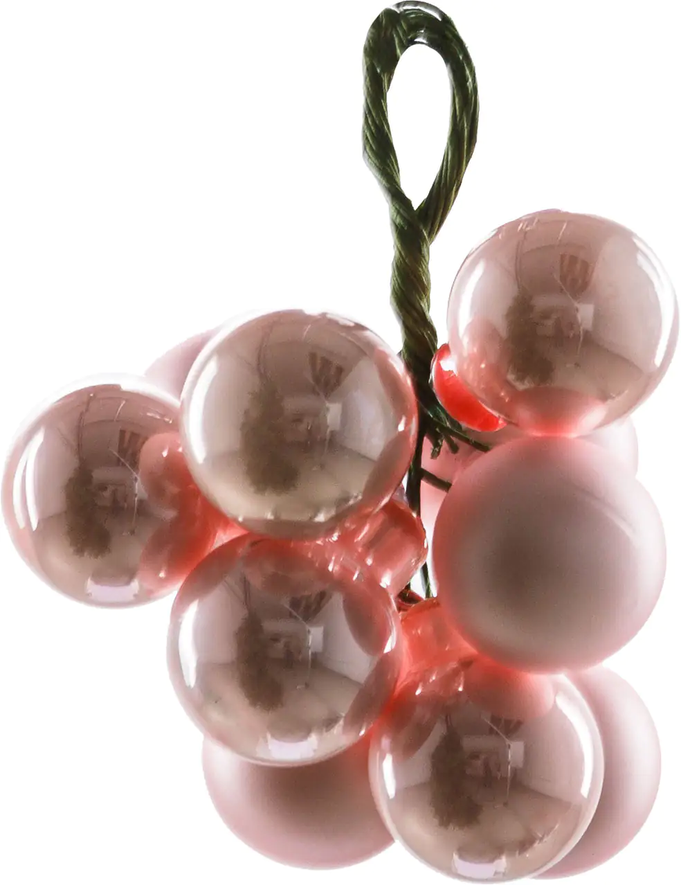 2076601545958_02 TrendLine Weihnachtskugeln aus Glas auf Draht Ø 2 cm puderrosa 10 Stück