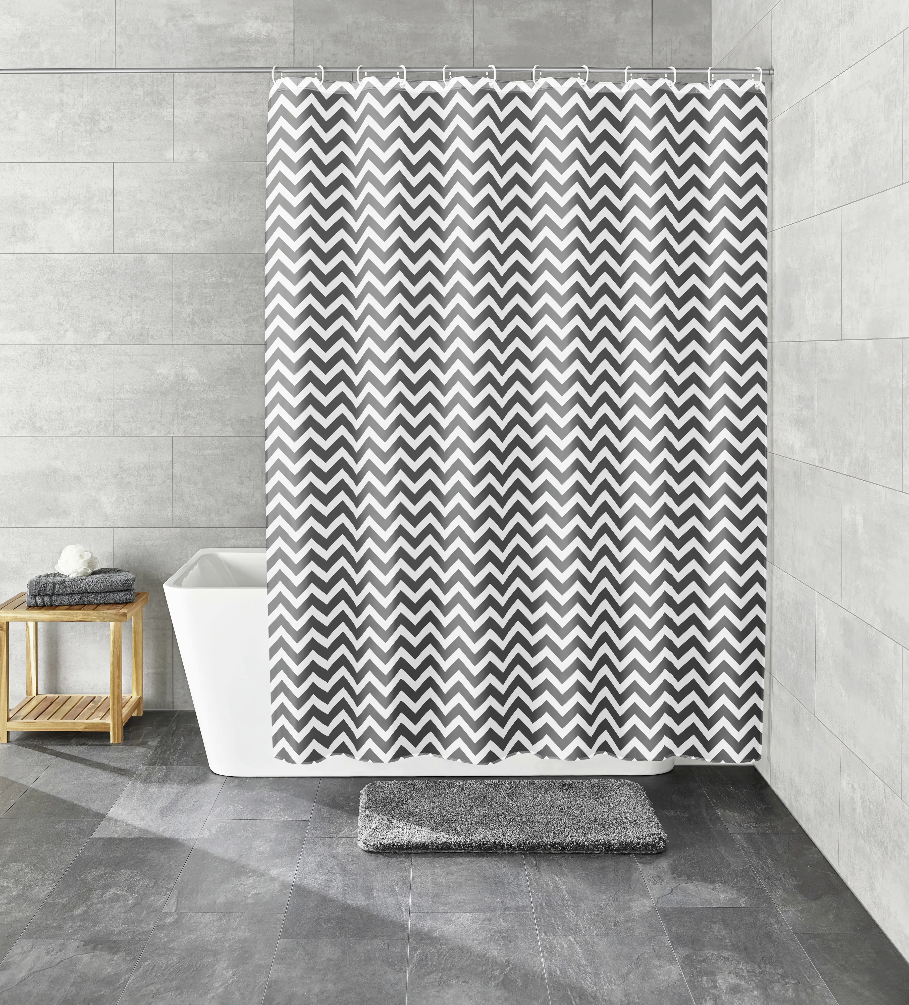 Kleine Wolke Duschvorhang anthrazit weiß Zack Schiefer 180 x 200 cm 