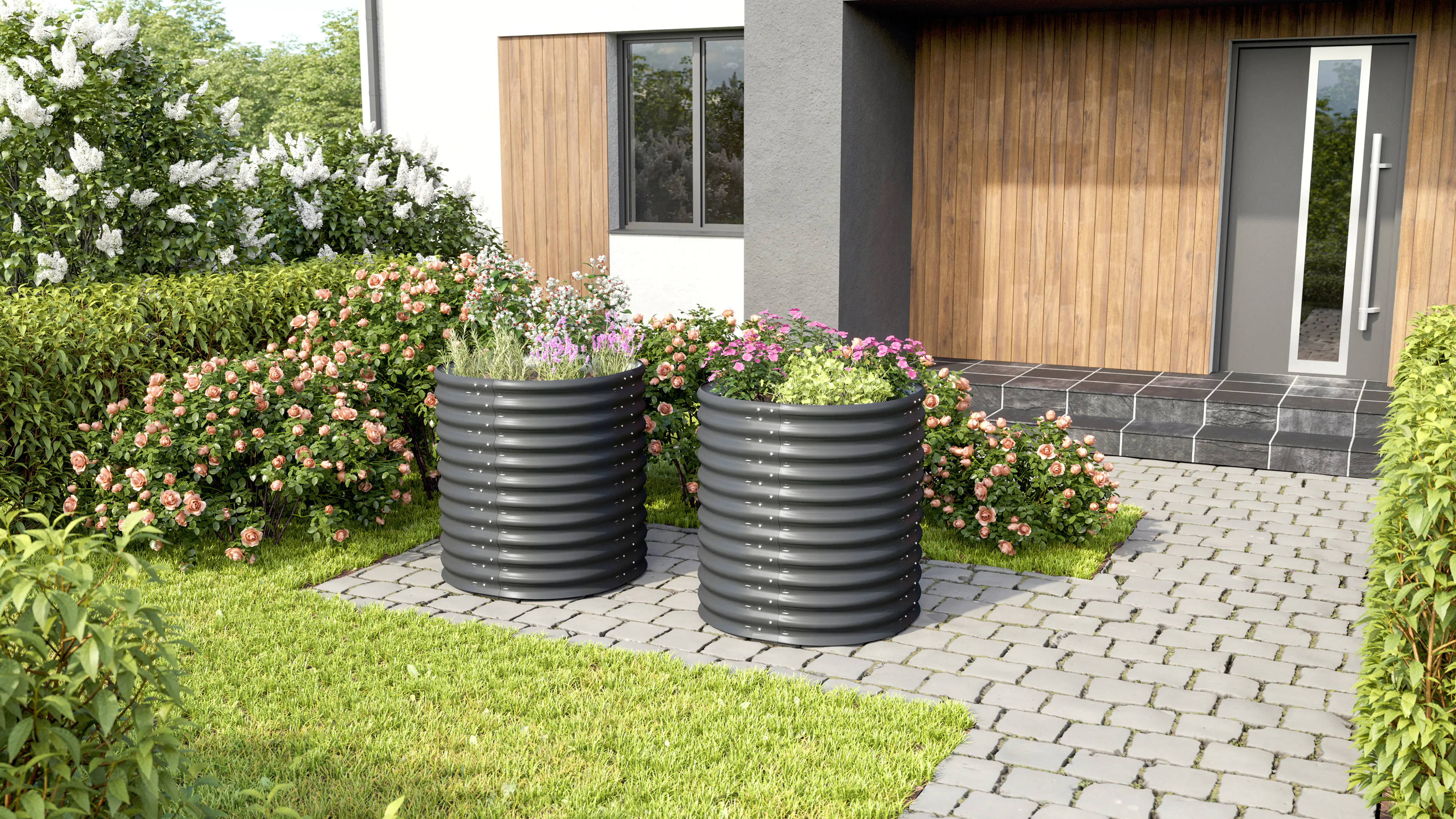 Vitavia Hochbeet Terra Rund 82 x 82 x 86 cm granit